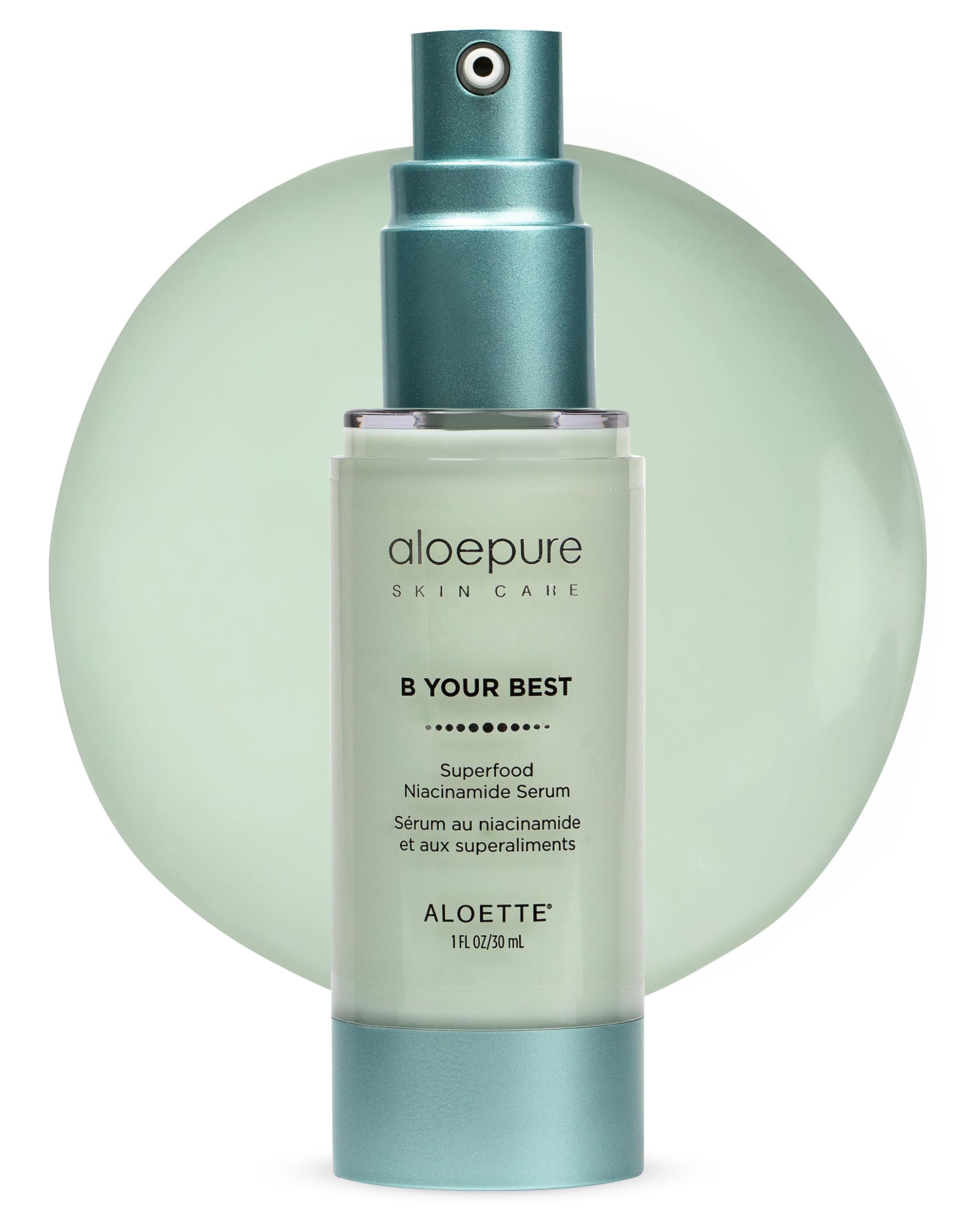 Aloette Superfood Niacinamide Serum for Face, B Your Best - Anti-Aging Pore Minimizer, Even Skin Tone & Dark Spot Corrector - Moisturizing Facial Serum with Vitamin C & Blend of Kale, Spinach & Aloe