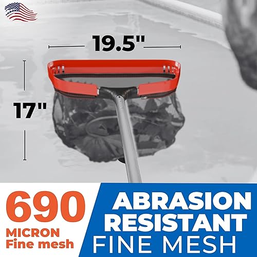 Vista 44 de ProTuff - Red de desnatador de piscina, viene con red plana resistente, malla fina para hojas, limo y polen, marco de aluminio fuerte, clip