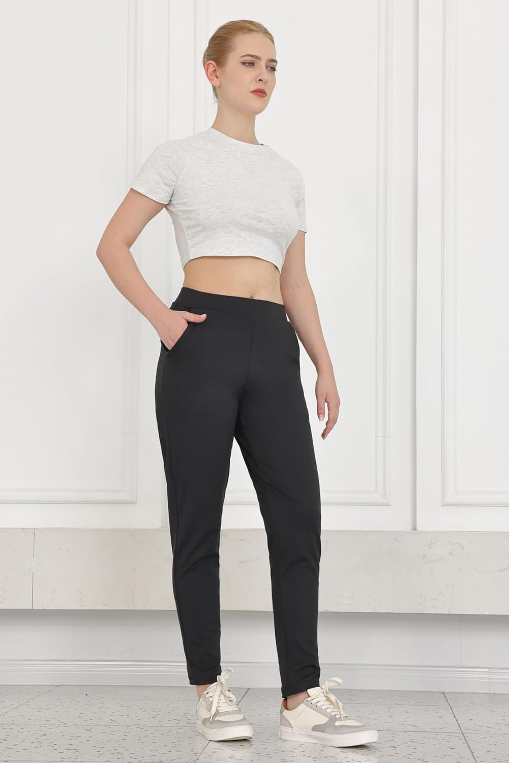 Bamans Dress Pants for Women Work Business Office Skinny Tummy Control Trousers 29" Inseam Stretchy Formal Slacks - Image 3