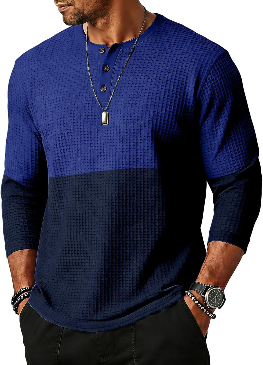 WENKOMG1 Men's Three Quarter Sleeve Color Block Baseball Jersey T-Shirts Casual Athletic Workout Tee Tops, S-3XL