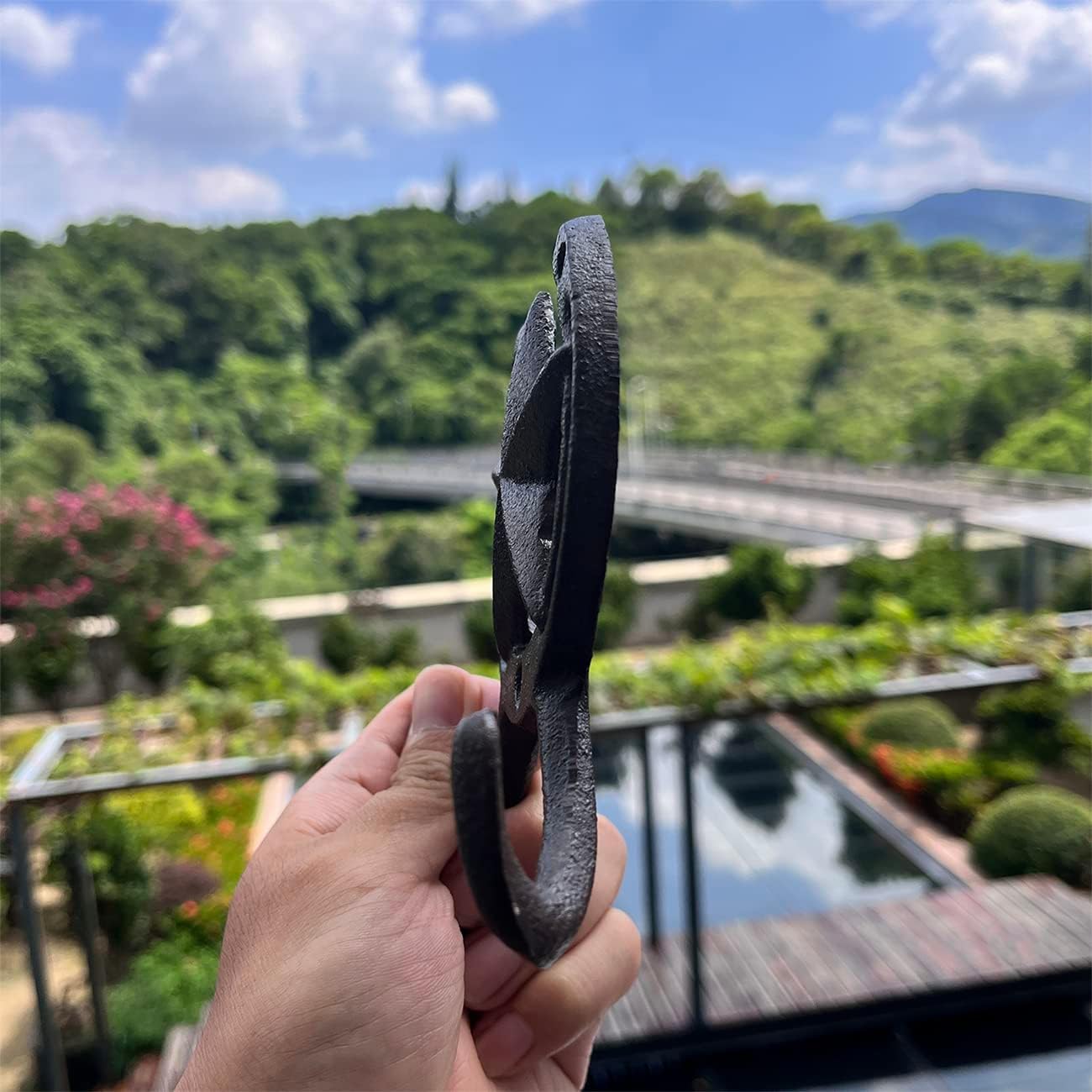 Atpxdk 4PCS Cast Iron Horseshoe Wall Decor, Star Cast Iron Rustic Metal Horseshoe Wall Hooks for Outside and Inside Decor