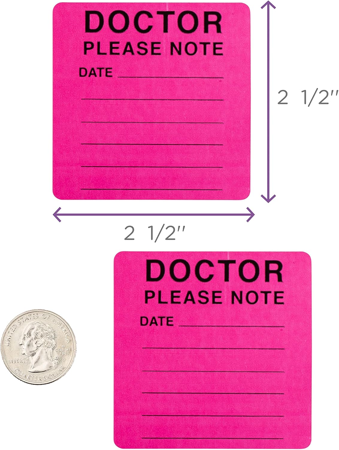 Carstens Medical Stickers – Doctor Please Note Date Alert and Instruction Labels for Medical Charts, Pink and Black, Roll of 100 Patient Chart Labels, W2.5 x H2.5