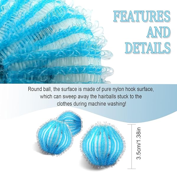 Washing Machine Hair Catch, 8 Pieces Washing Machine Hair Catch, Reusable Hair Collector, Removes Cat, Dog and Other Pets from Clothes and Clothes (Blue) - 4