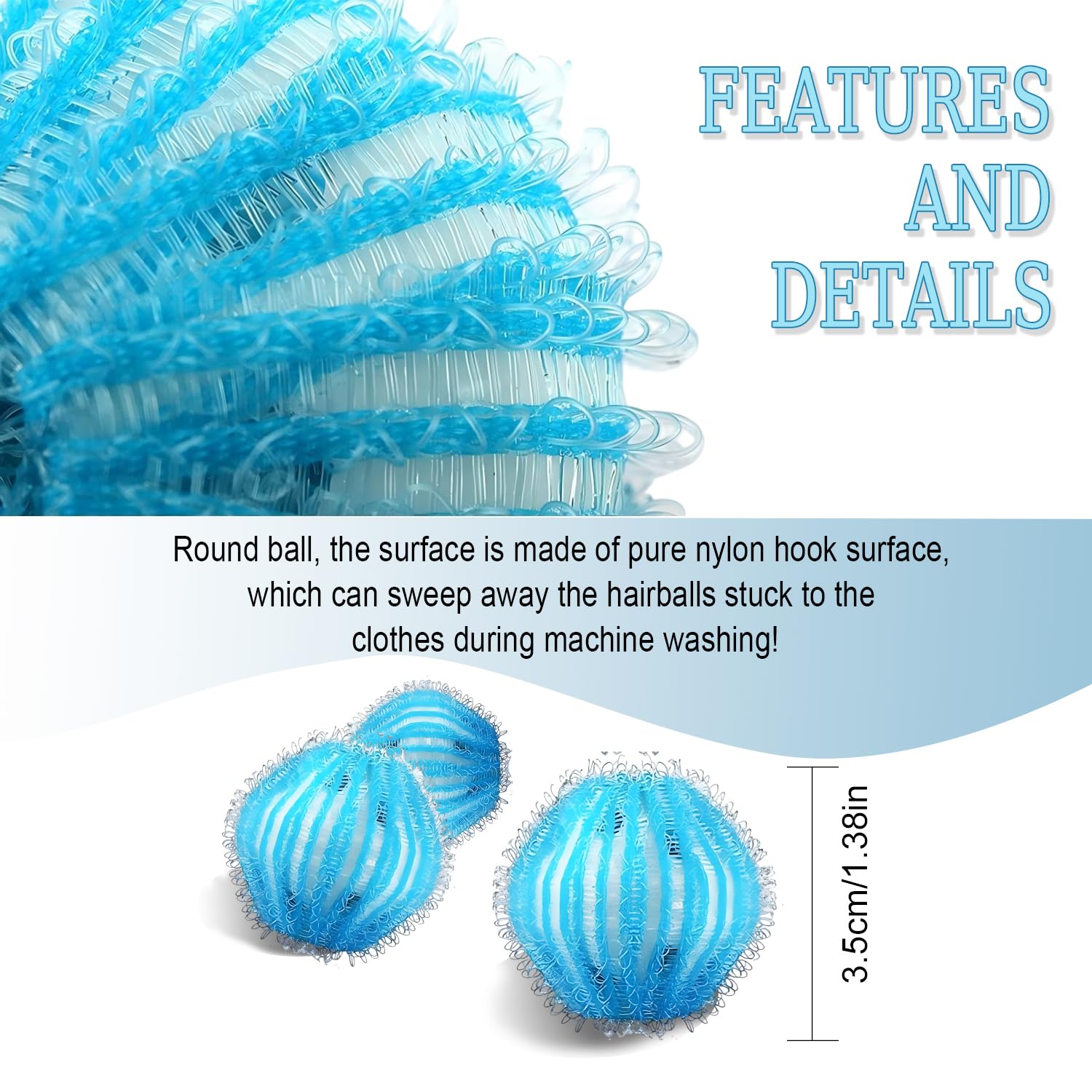 Anti Poil Machine à Laver，Réutilisable Boule Anti Poils Machine a Laver，Enlever des Vêtements Poils Animaux Machine a Laver，Attrape Poil Machine a Laver pour Vêtements et Literie (Bleu) - 5