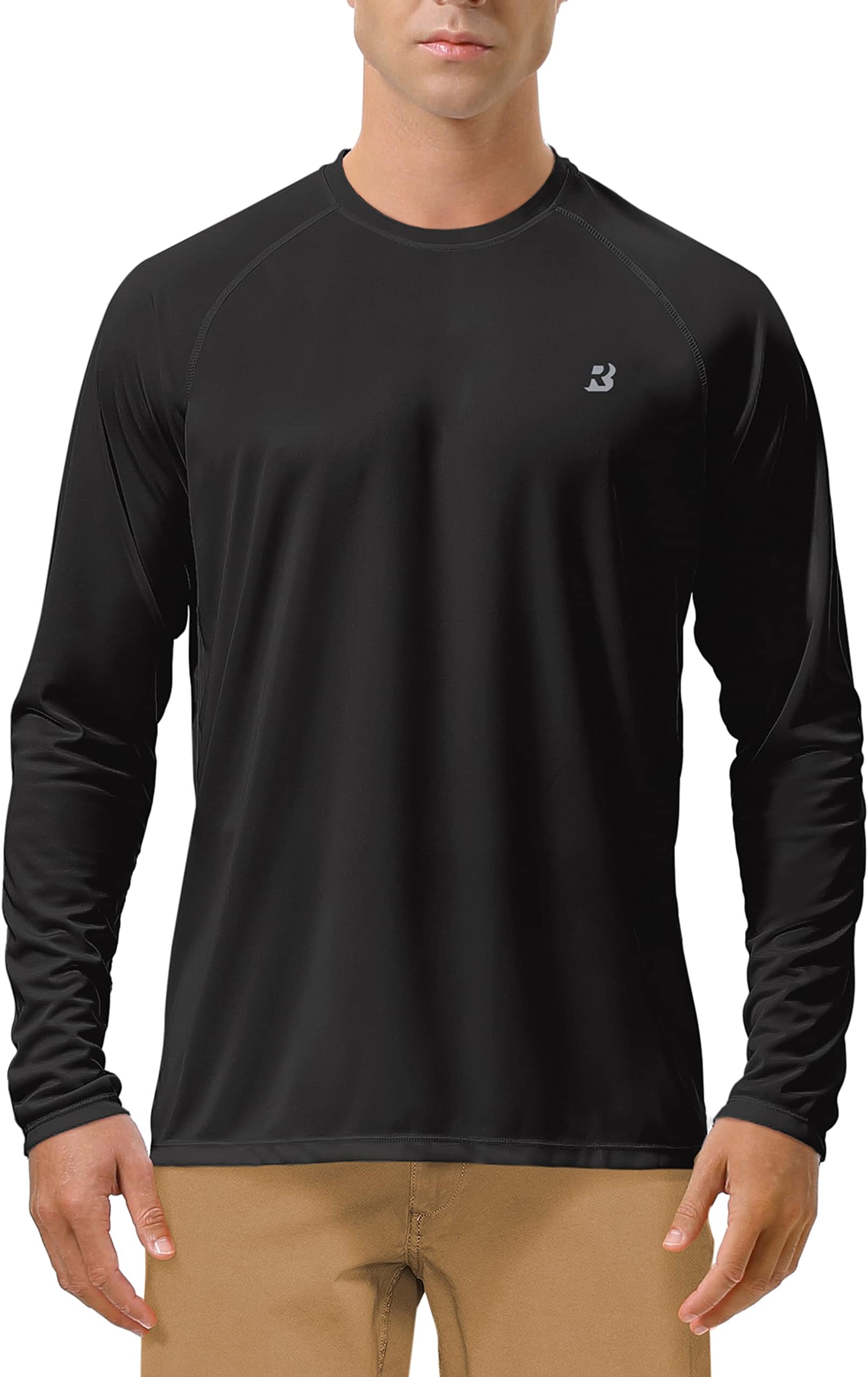 Mens UPF 50+ UV Sun Protection Shirts Outdoor Long Sleeve Fishing T-Shirt for Hiking Swimming Rash Guard