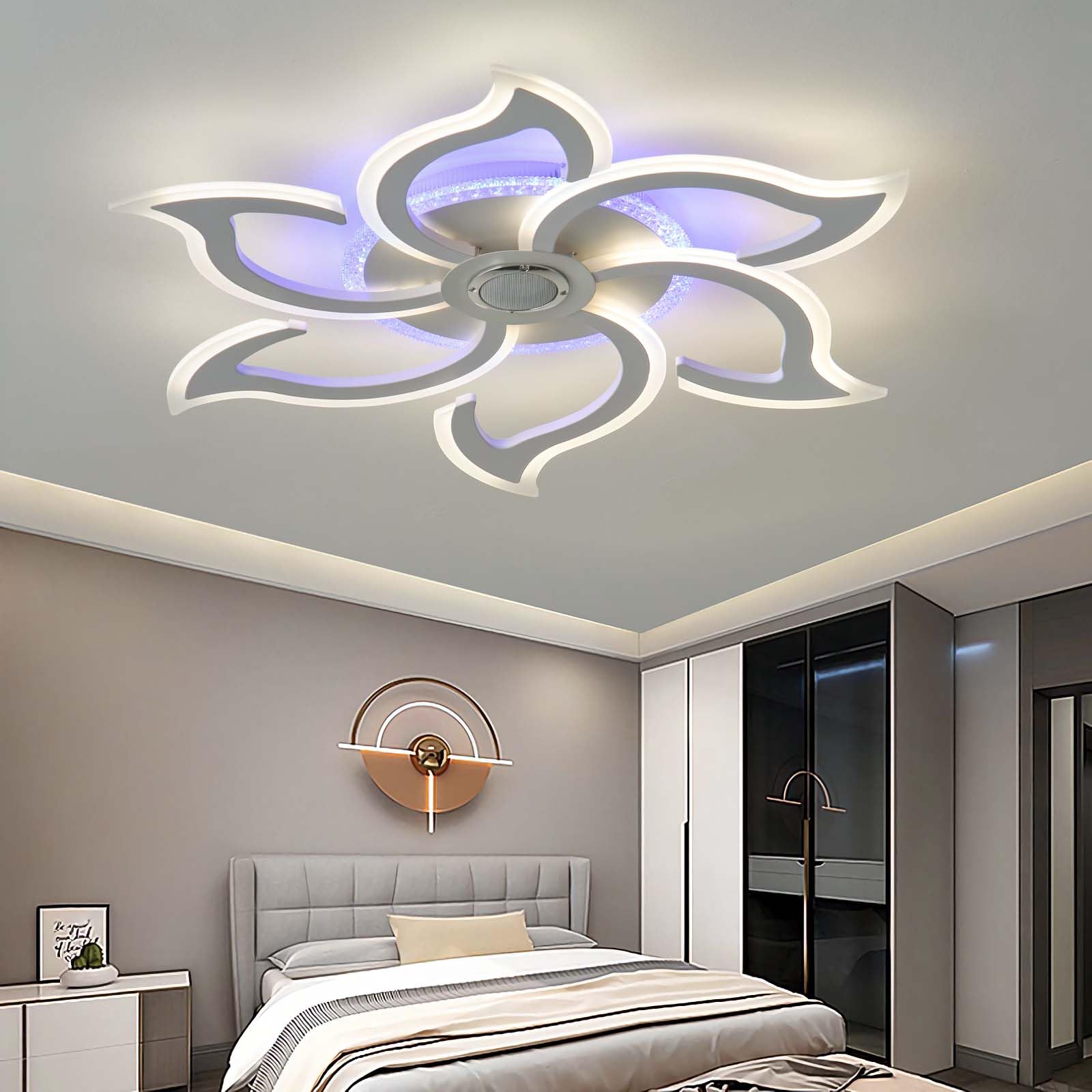 RGB Lampa Sufitowa Sterowana Pomocą Pilota I APP Posiada Funkcję ściemnianiaTryb Pamięci Funkcję Timera Głośnik DzięKi Czemu Idealnie Nadaje Się Sypialni PokojóW Dziecięcych Salonów,Biały