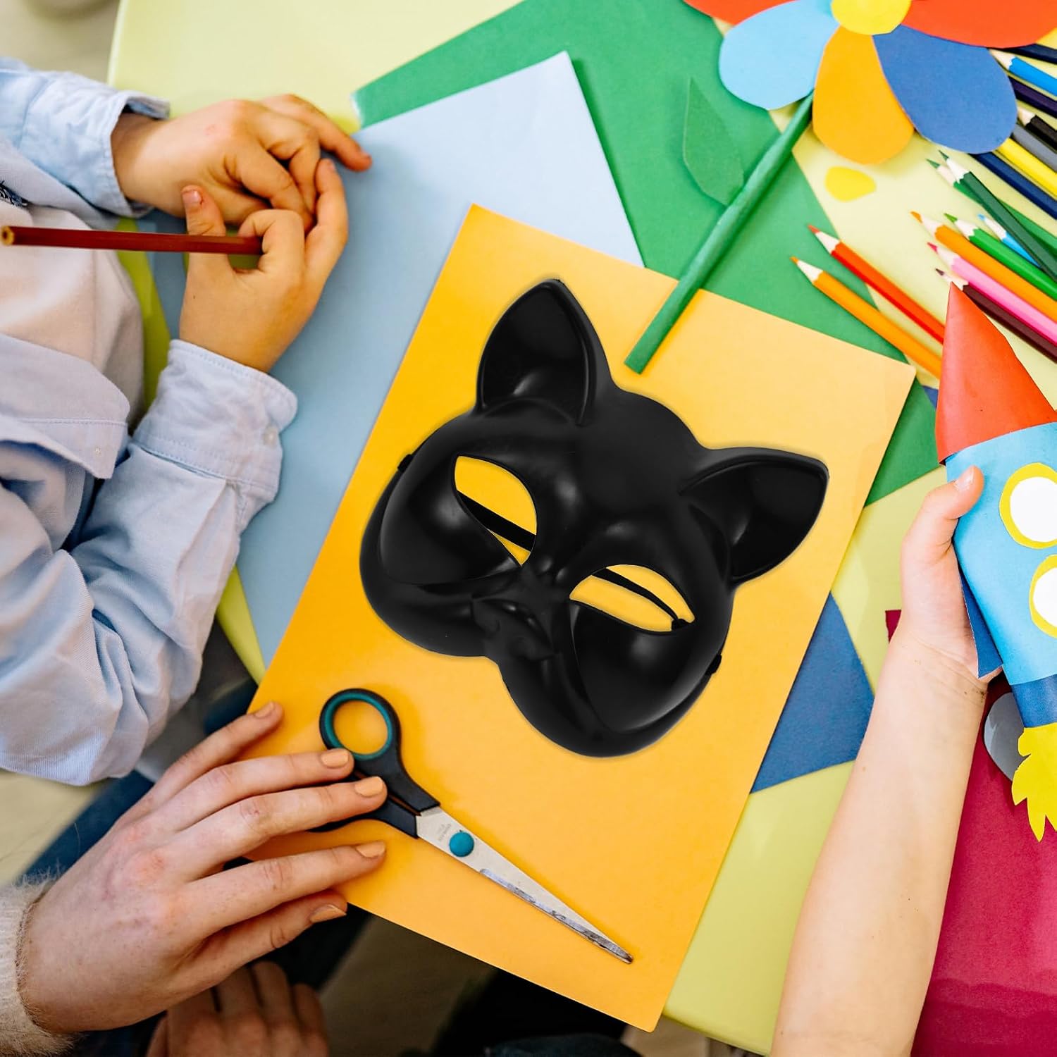 4pcs Black Cat Mask Unpainted Cosplay Masks for Halloween Parties Creative Blank for Masquerade Events Fun Animal Costume Accessories for Men and Women
