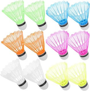 12Pcs Colorful Plastic Shuttlecocks Training Badminton Outdoor Multi-use Sports Shuttlecocks for Fitness and Family Entertainment