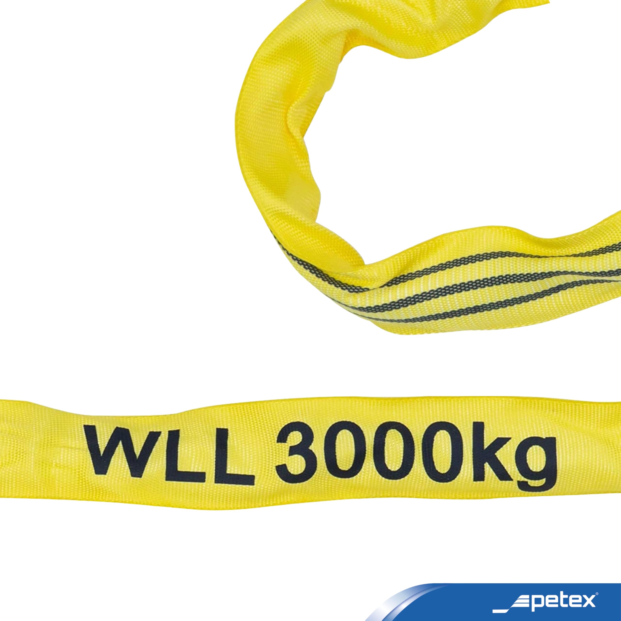 Petex 47203419 Câble de traction Sangle de Serrage WLL 3000 kg, longueur 4 m, la livraison 8 m, jaune