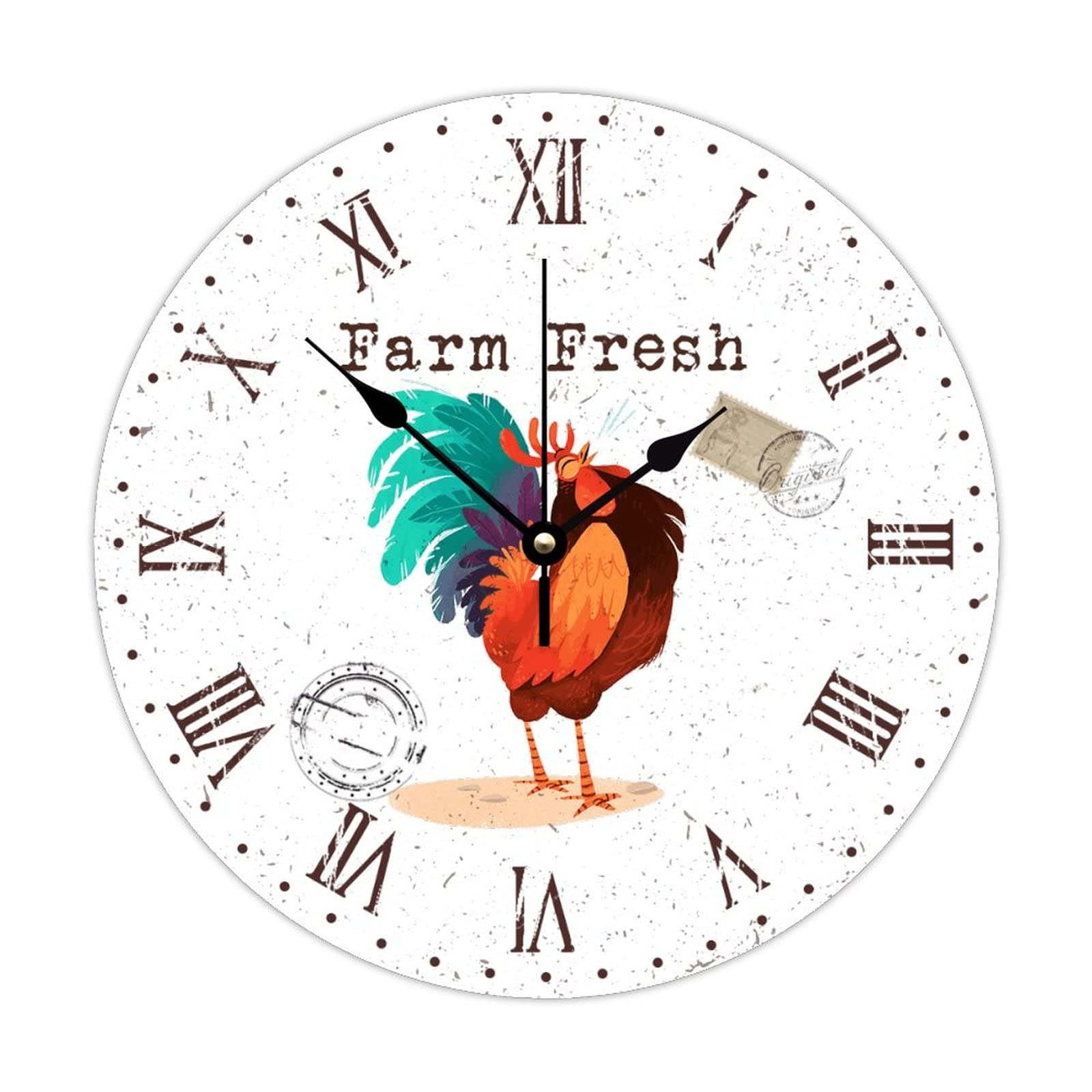 Horloge murale coq bois quartz pour decoration cuisine et salon vintage