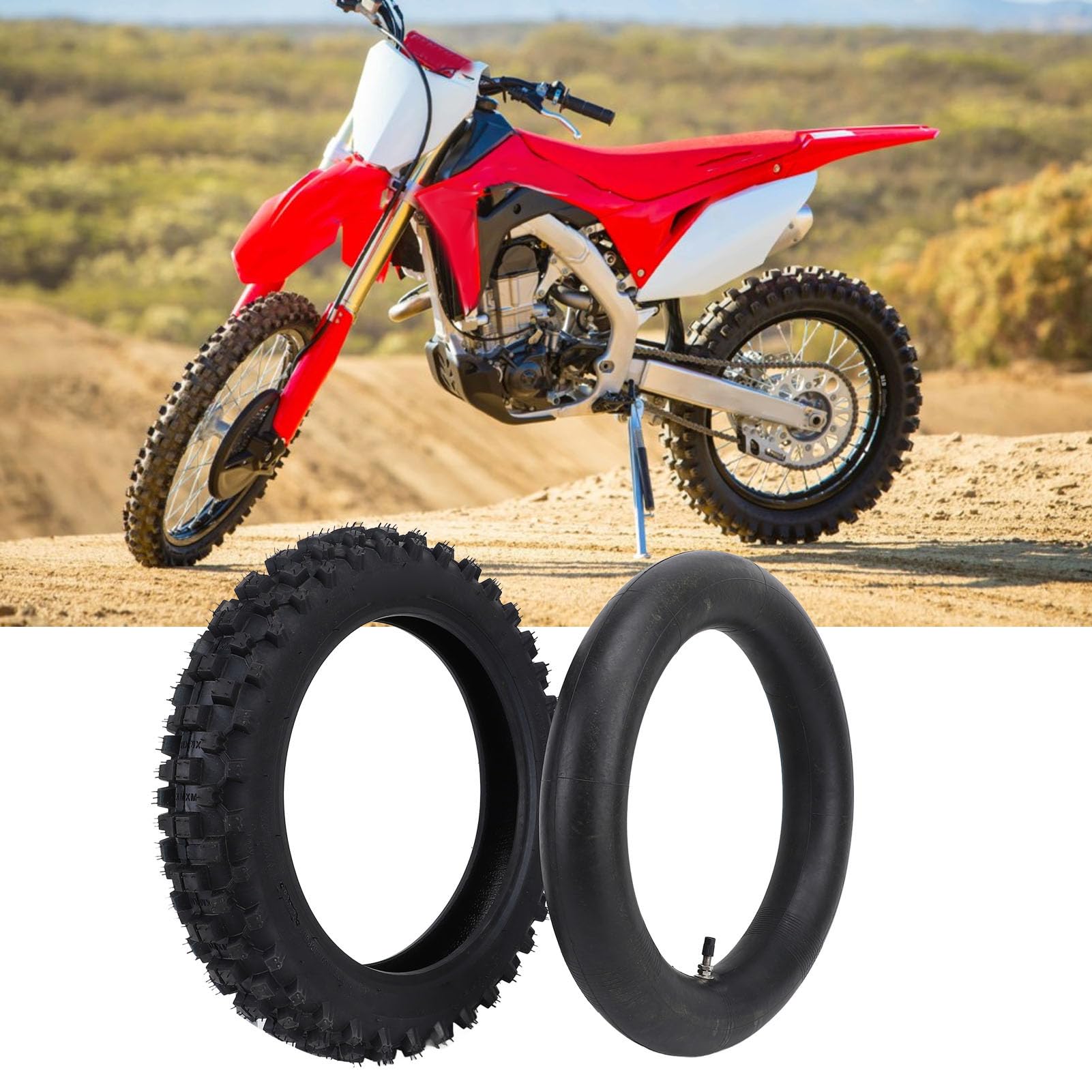 KIMISS Pneumatico per Moto Fuoristrada 3.00-12 e Kit Camera d'aria 90/100-12 per Mini Moto Cross - Aderenza e compatibilità Migliorate per le Avventure di Motocross
