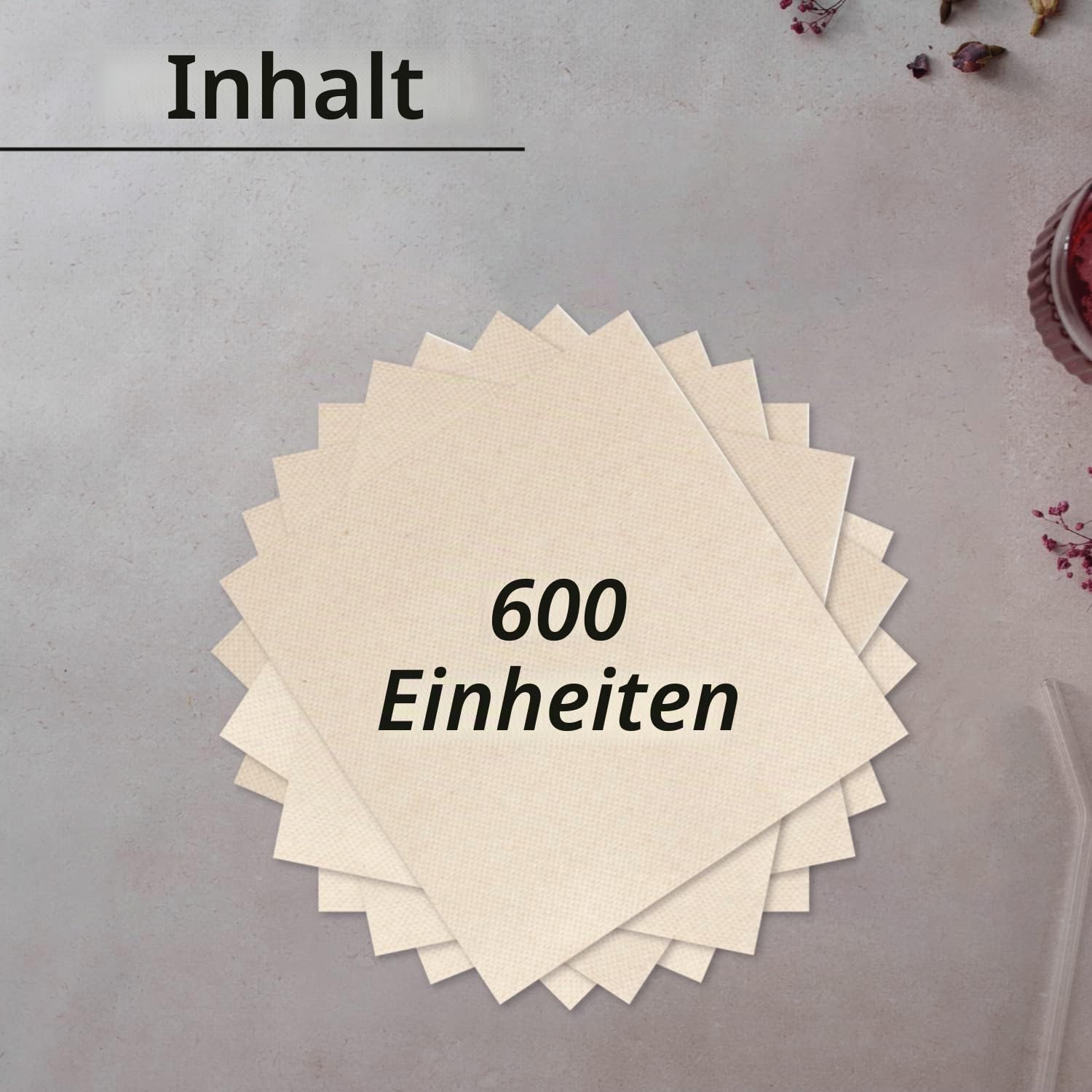 Hostelnovo – 600 Stück Cocktailservietten der Marke Bio-Eco – Color Natural – 100% recycelbar – Micropoint – 10 x 10 cm (gefaltet) und 20 x 20 cm (aufgeklappt)