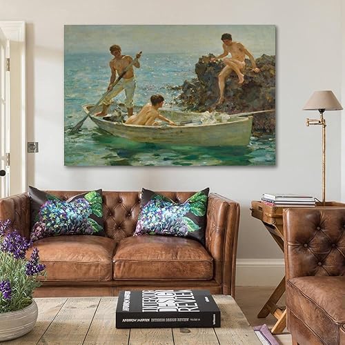 Vista 5 de Henry Scott Tuke - Póster de The Bathing Cove - Póster de pared para pared, pintura en lienzo, obras de arte, dormitorio, sala de estar, decoración