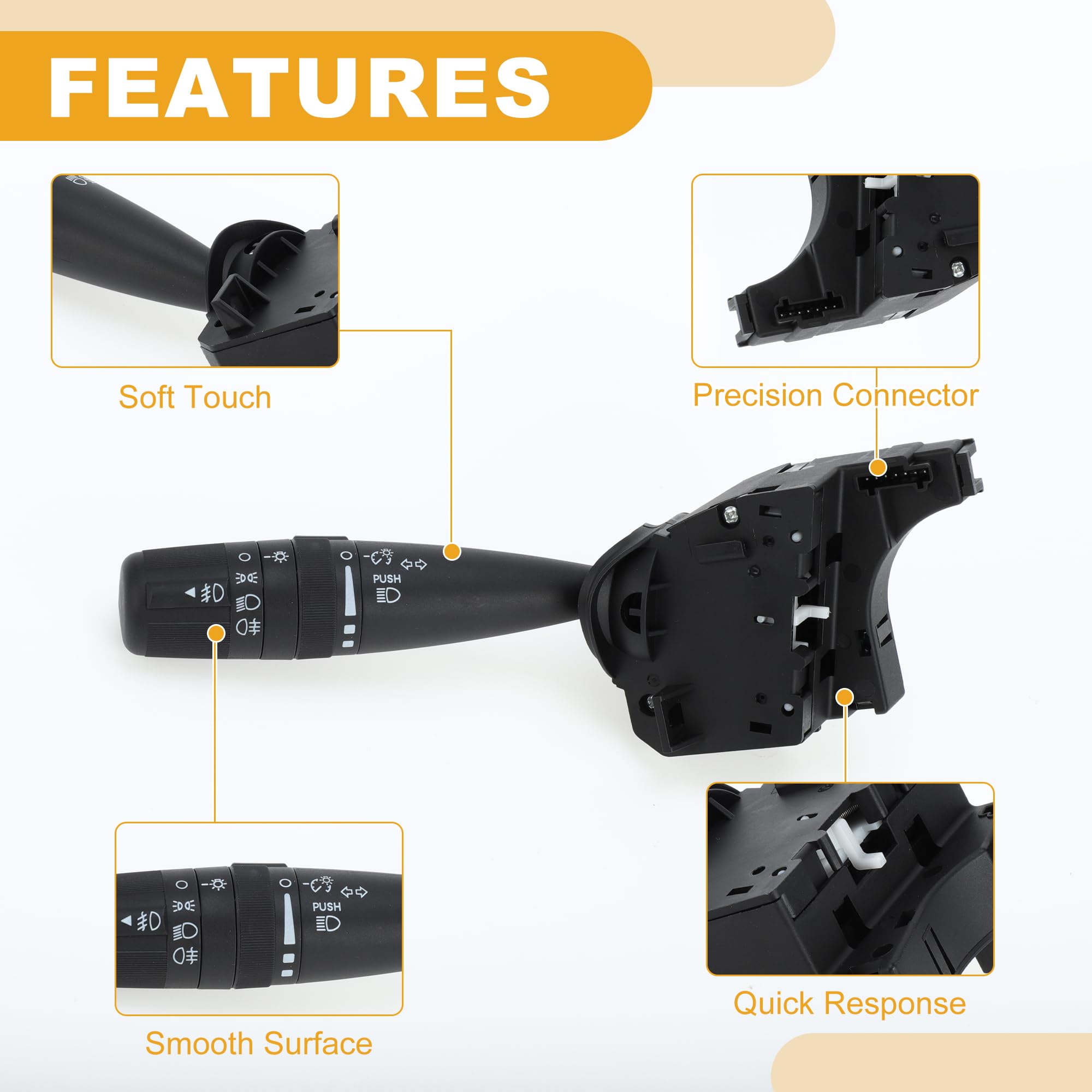 Interruptor De Señal De Giro Para Dodge Avenger 2008-2011 1Pc | Color Negro, Plástico, Oe 5183946Ab, 11 Pines, Delantero, Control De Luces, Para Dodge, Para Jeep, Y Otros