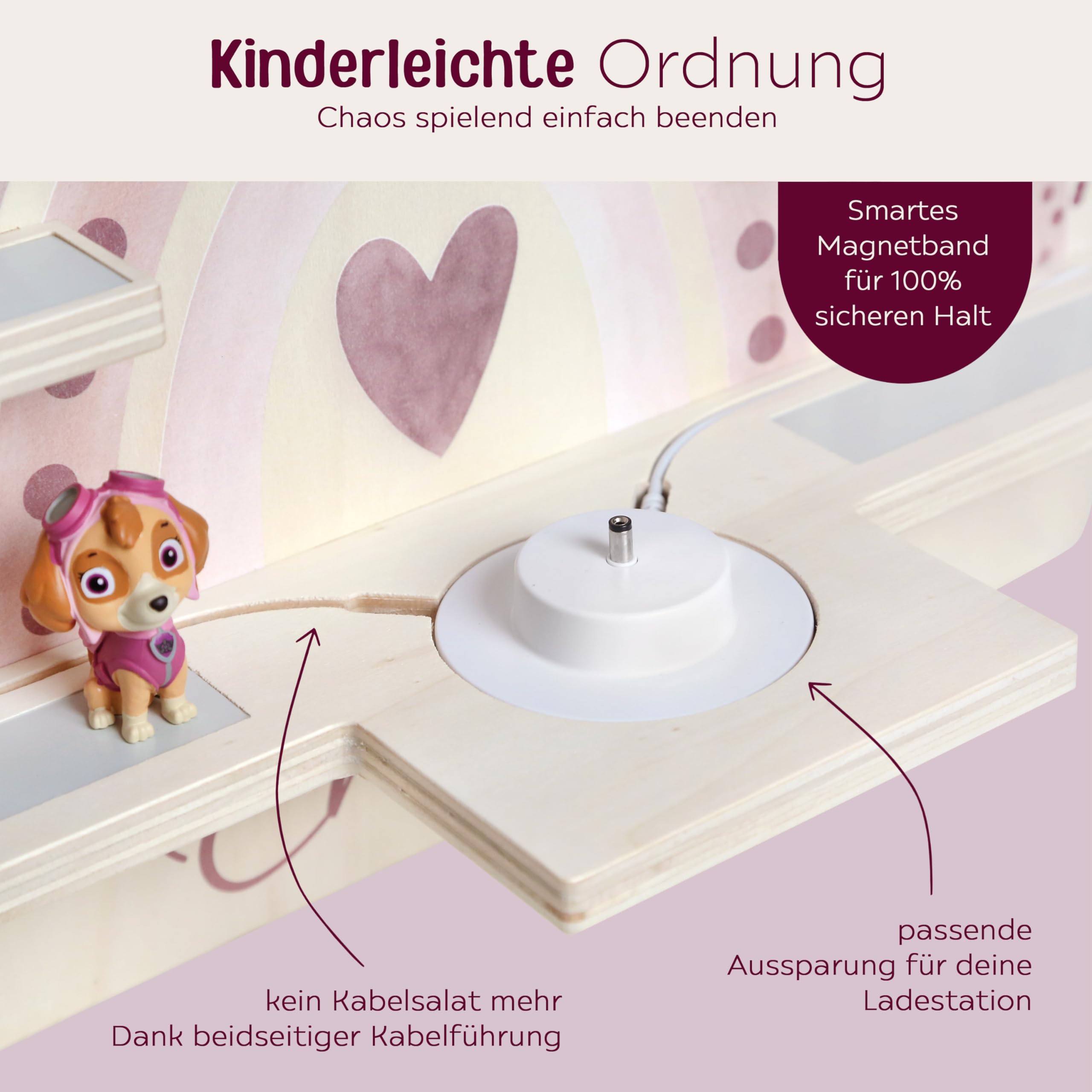 wunderwunsch personalisiertes Tonie Regal für Kinderzimmer - Magnetisches Toniebox Regal für Toniebox1 & 2 Plus Figuren mit abgerundeten Ecken & Kanten (Regenbogen rosa)