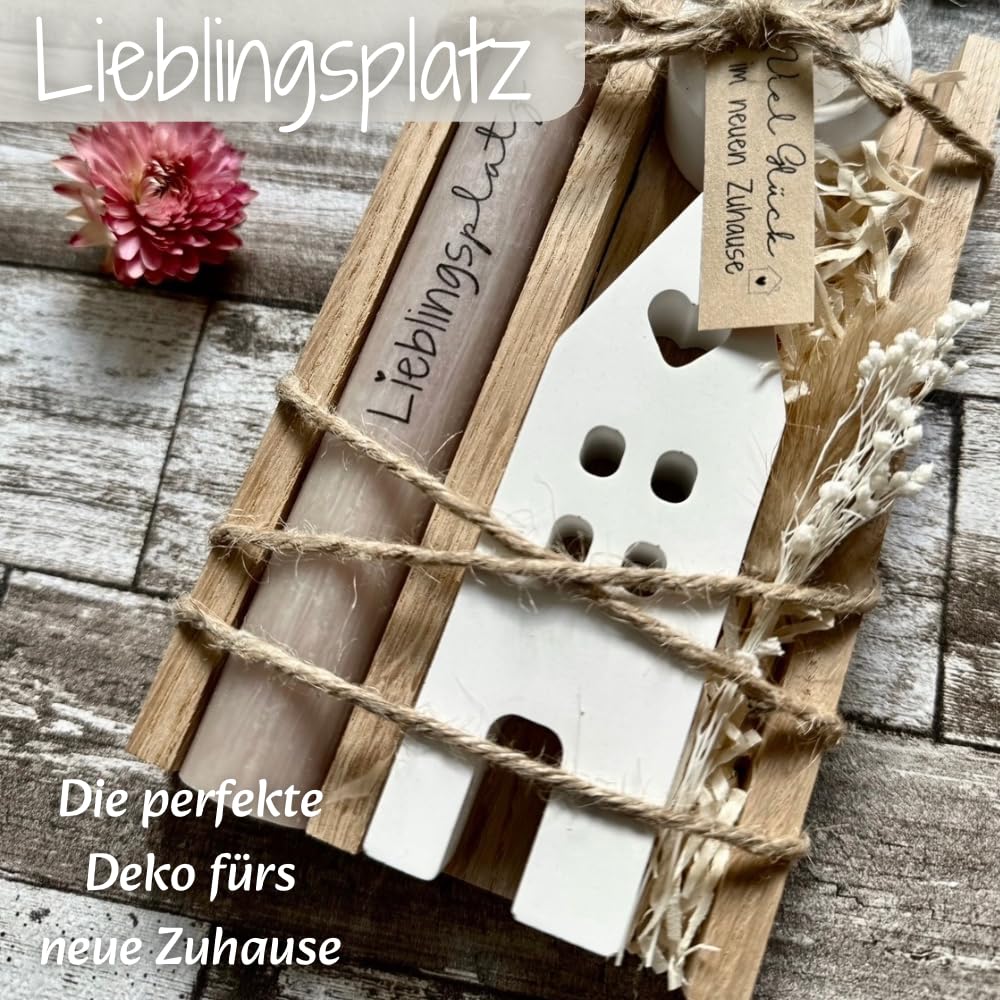 Einweihungsgeschenk Haus/Wohnung - Holzbox mit Kerze - wunderschön verziert - Einzugsgeschenke Haus/Wohnung - Tolles Geschenk zur Hauseinweihung - mit Trockenblumen - liebevoll und persönlich