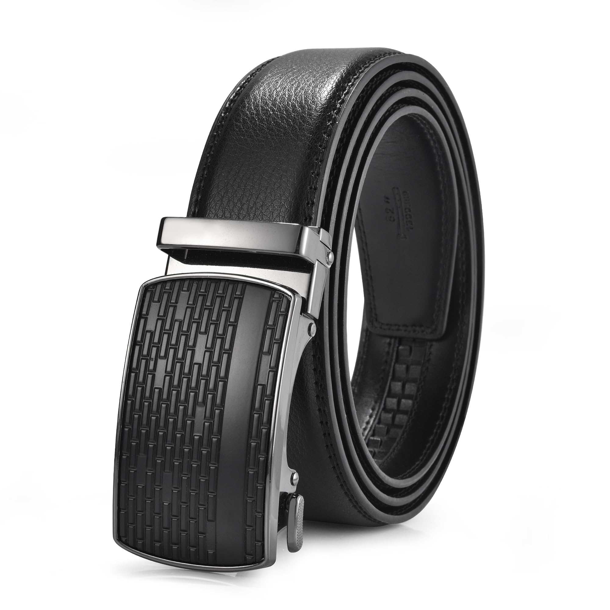 FEFLO Cintura Uomo, Cintura Pelle con Fibbia Automatica cricchétto, Larghezza 35 mm,Taglia Regolata, Adatto per abbigliamento da lavoro e casual