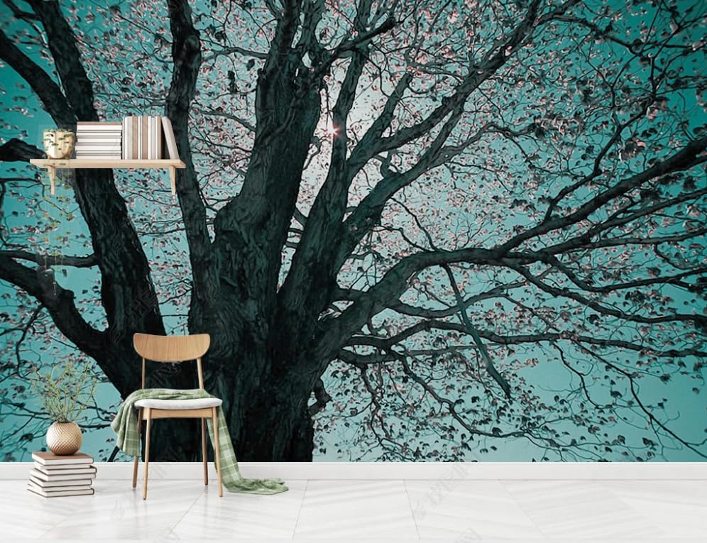 Papier peint intissé arbre silhouette géant de 250x175 cm pour décoration murale de salon