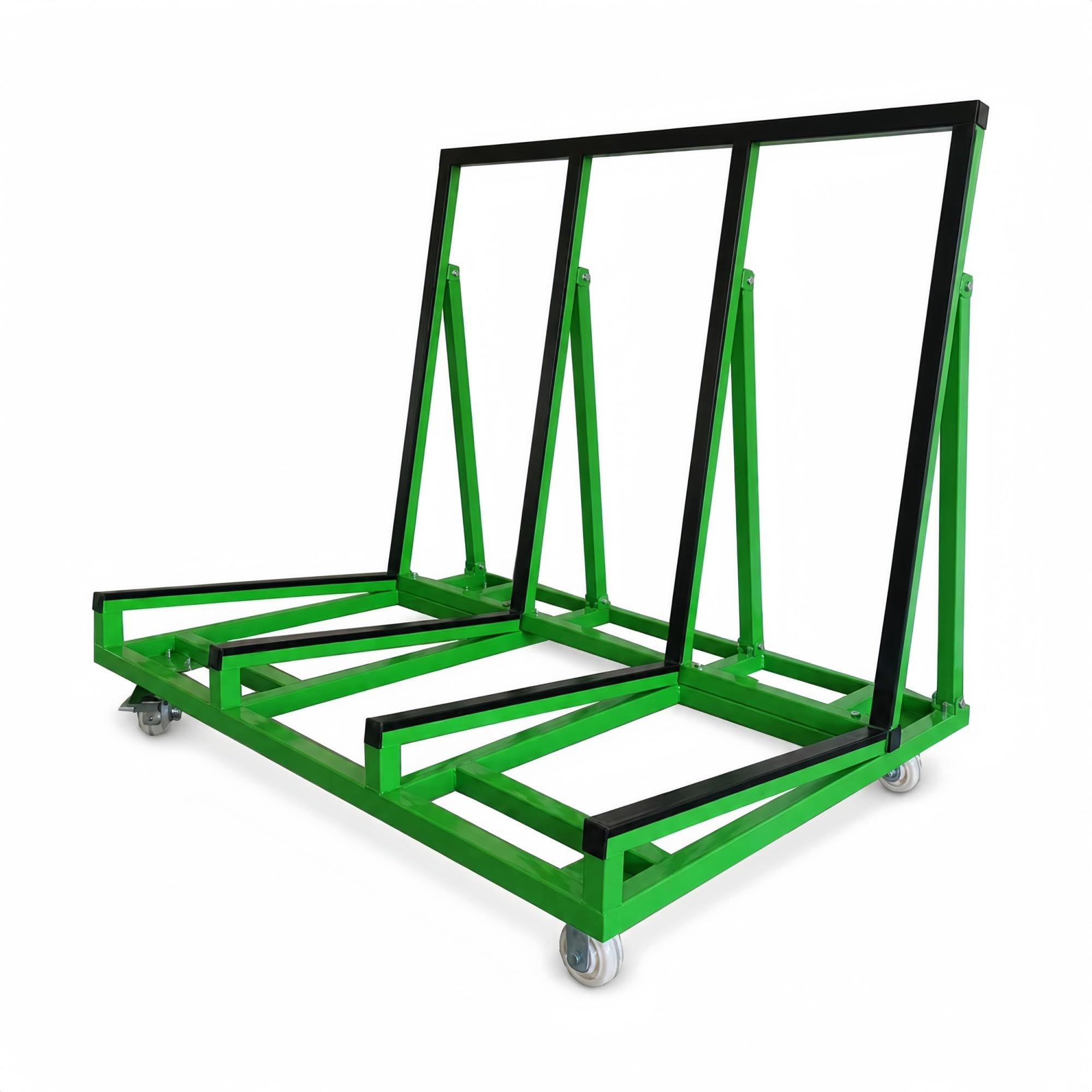 Plattenwagen mit Neigrahmen for Gipskarton, Glas, Steinplatten und Türen | PVC-Kontaktstreifen und vier Rollen for kontrolliertes Bewegen und Abstellen(Green)