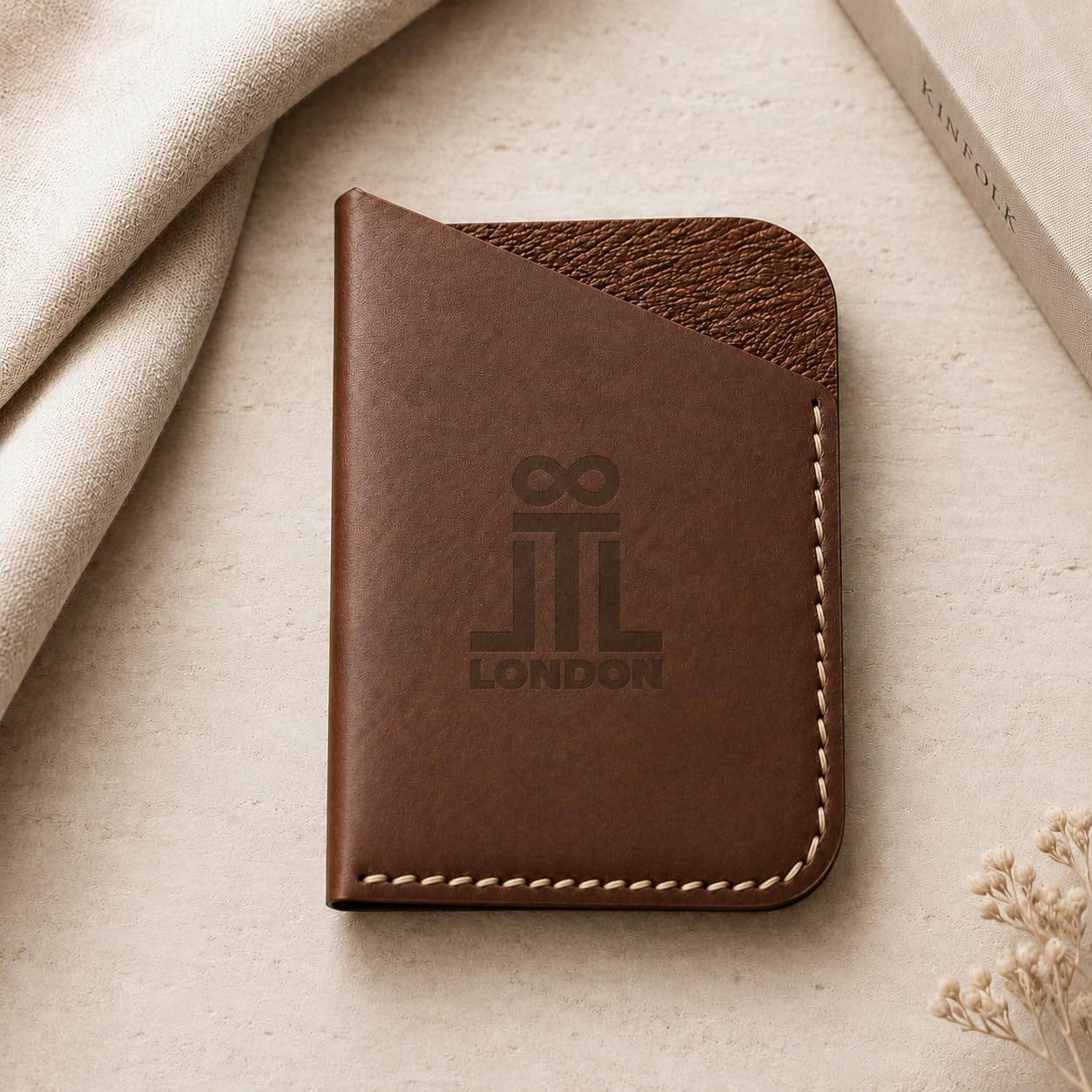 Skórzane etui na karty dla mężczyzn, smukły portfel na karty kredytowe, skórzane etui na karty premium, minimalistyczny luksusowy portfel, czarny i kawowy, Kawa, Credit Card