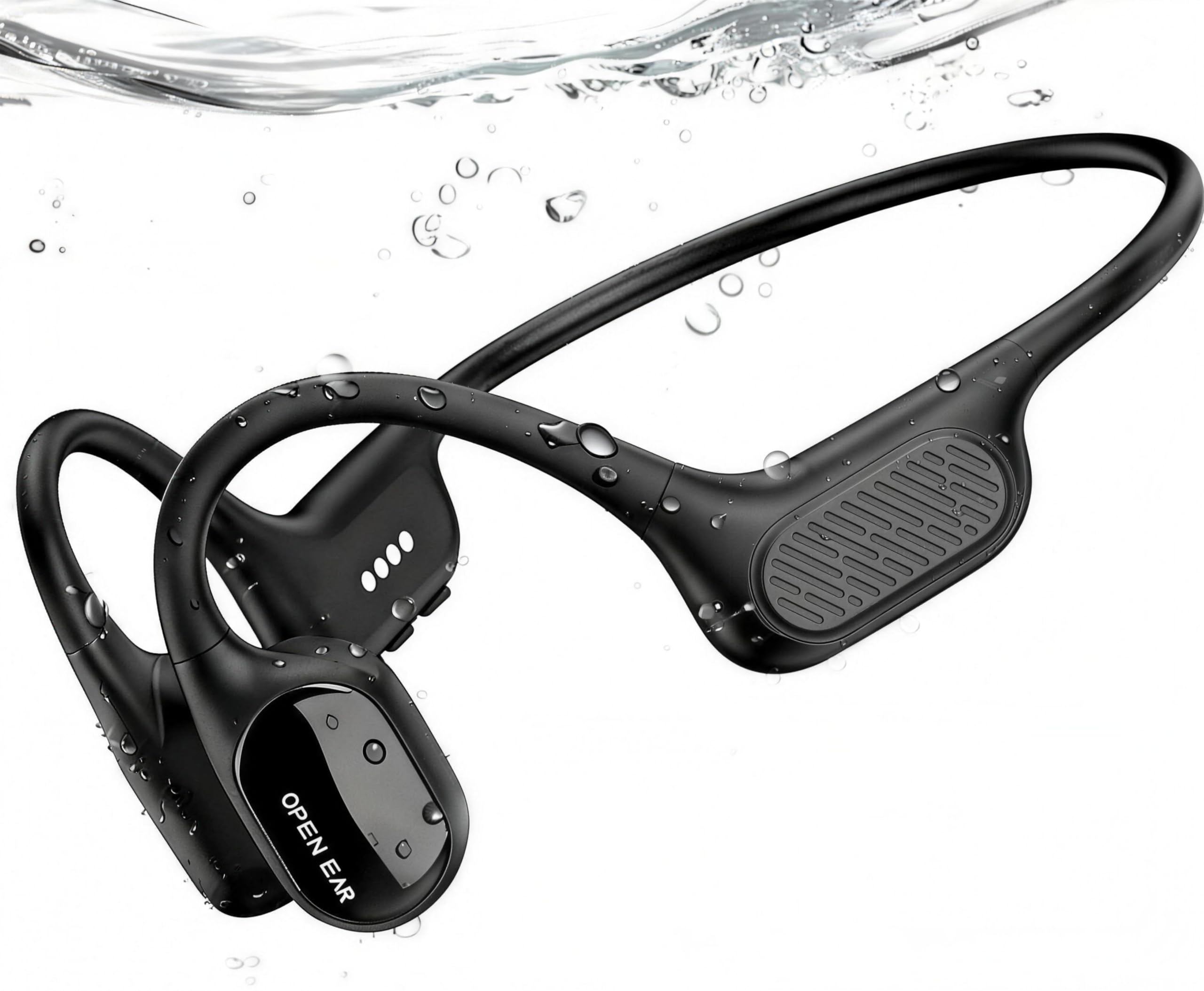 LazyGoose Swimming Headphones, IP68 Waterproof Bone Conduction Headphones,Open Earphones 32GB Memory with Bluetooth Sport Headsets for Swimming Pool