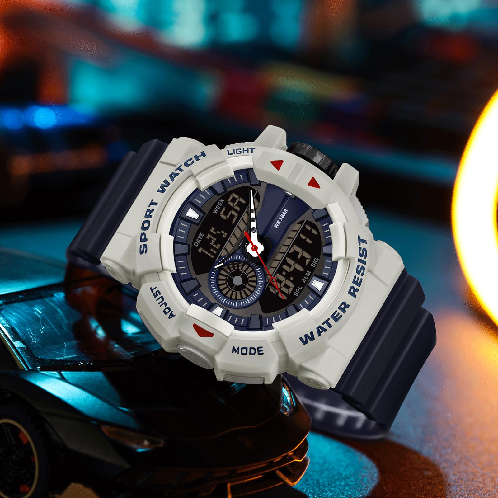 Orologio digitale da uomo, militare, per attività all'aperto, digitale, orologio da polso da uomo, orologio tattico, 5 ATM, impermeabile, analogico, digitale, militare, per uomini, cronometro, ragazzi
