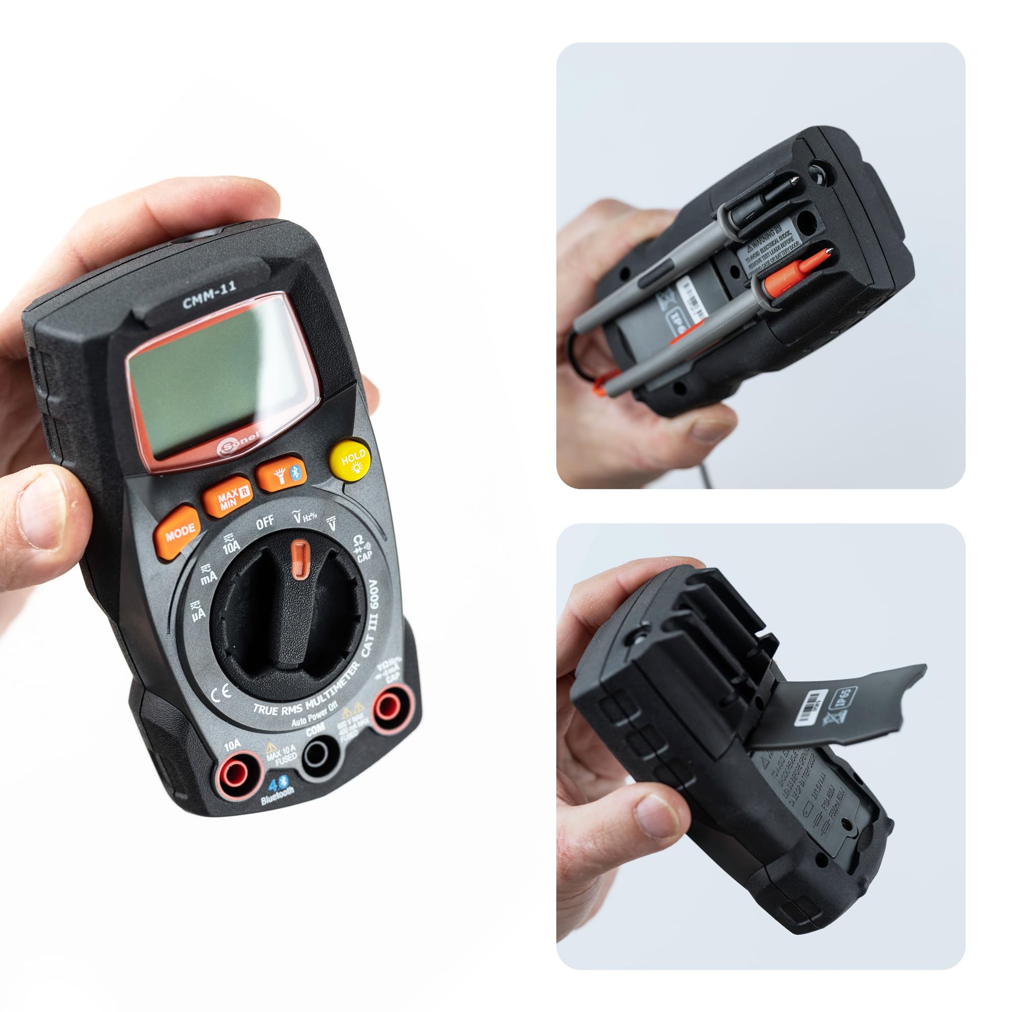 SONEL CMM-11 Multímetro digital profesional, Probador eléctrico, Capacidad/Corriente AC/DC/Voltaje AC/DC/Resistencia/Frecuencia