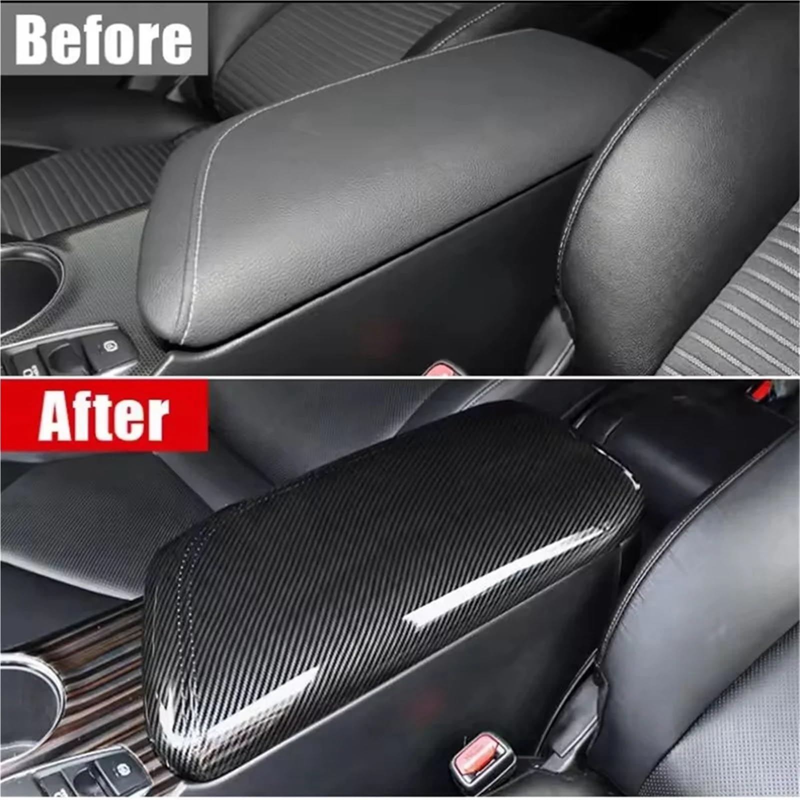 Folia na panel‌ Okleina skrzynia biegów‌ Panel konsoli podłokietnika samochodowego pasuje do Toyota Camry 70 2018-2023 LHD (kolor włókna węglowego)