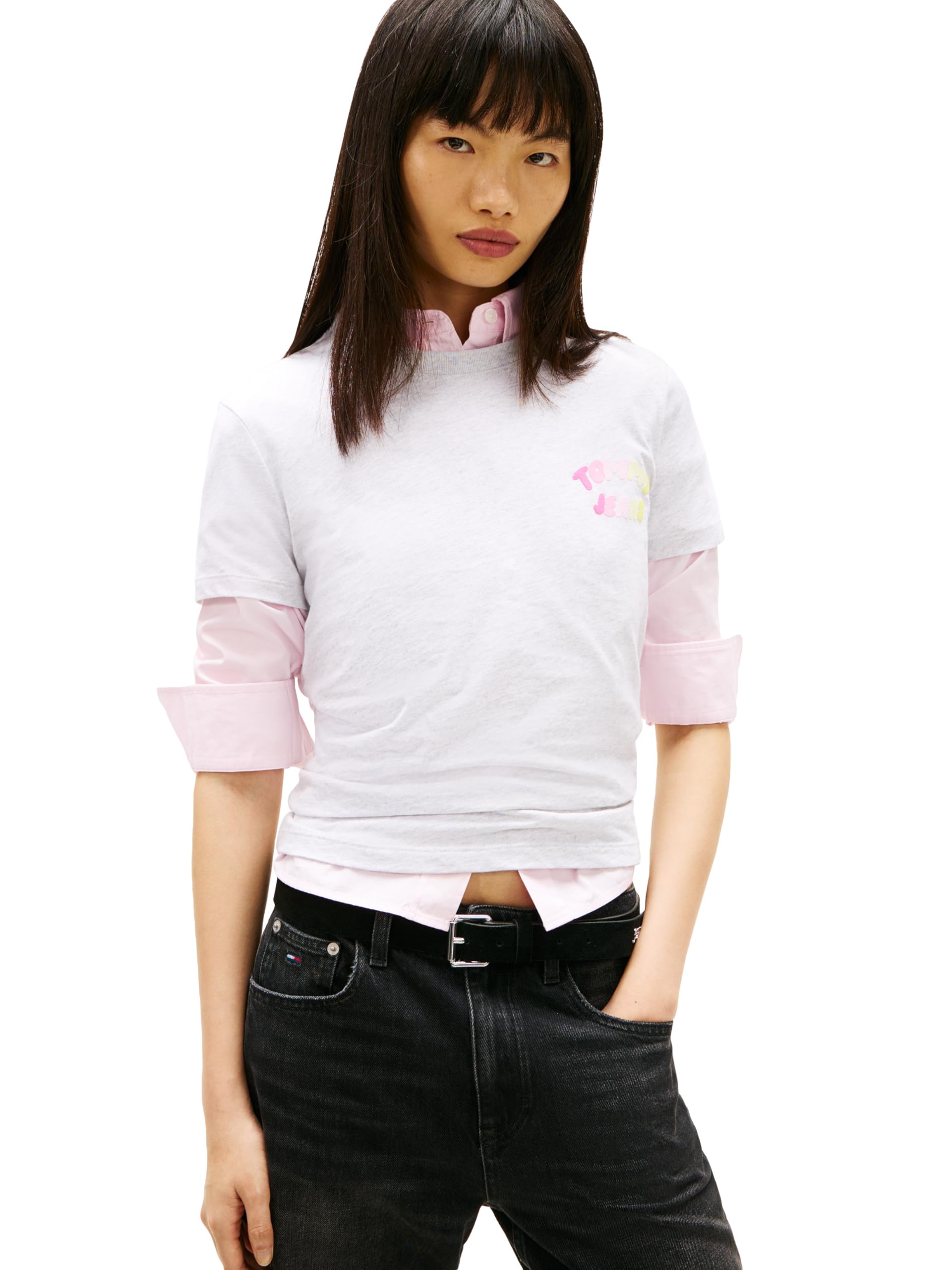 Womens Short Sleeve Cotton Graphic T-shirts With Printed Bubble Logo in Regular Fit