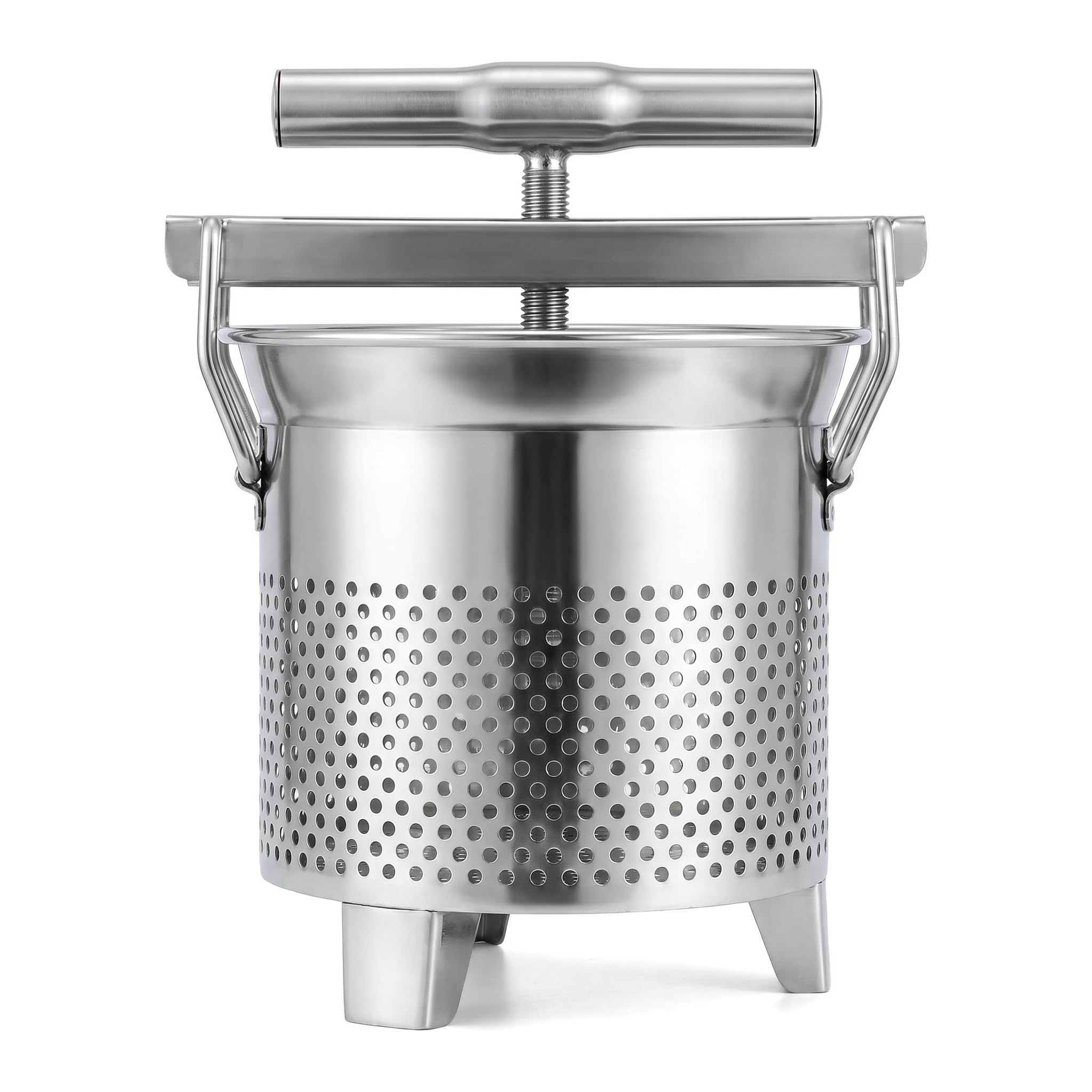 Macchina per estrarre il miele, pressa manuale per miele da 1,8 l, filtro per apicoltura in acciaio inossidabile 304 con ampia apertura conica e fori di drenaggio per miele e vino