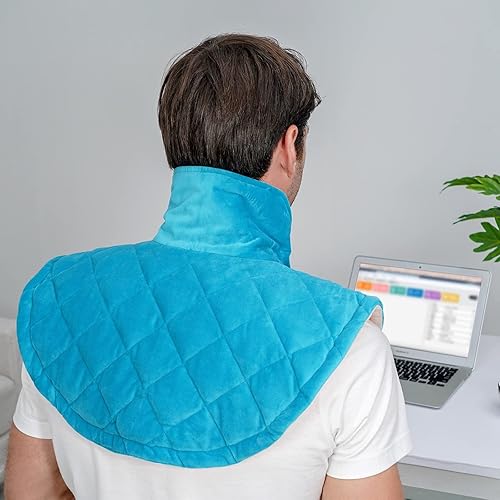 Miniatura 6 de Almohadilla térmica eléctrica para cuello y hombros, almohadillas térmicas para hombros, almohadilla térmica de cuello con peso para aliviar el