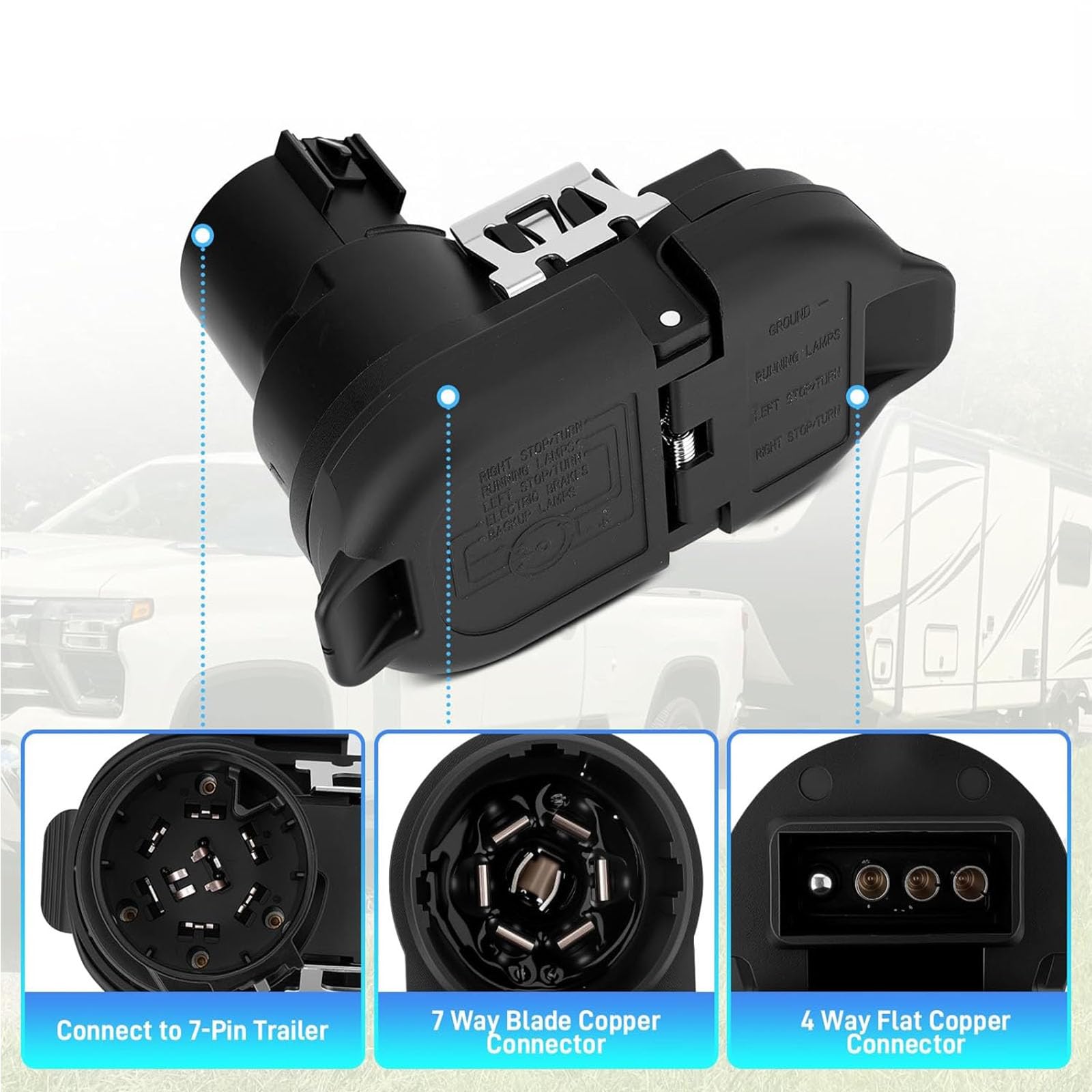 Adaptador de arnés de cableado de Remolque y 4 vías para remolques de Camiones con Enchufe USCAR