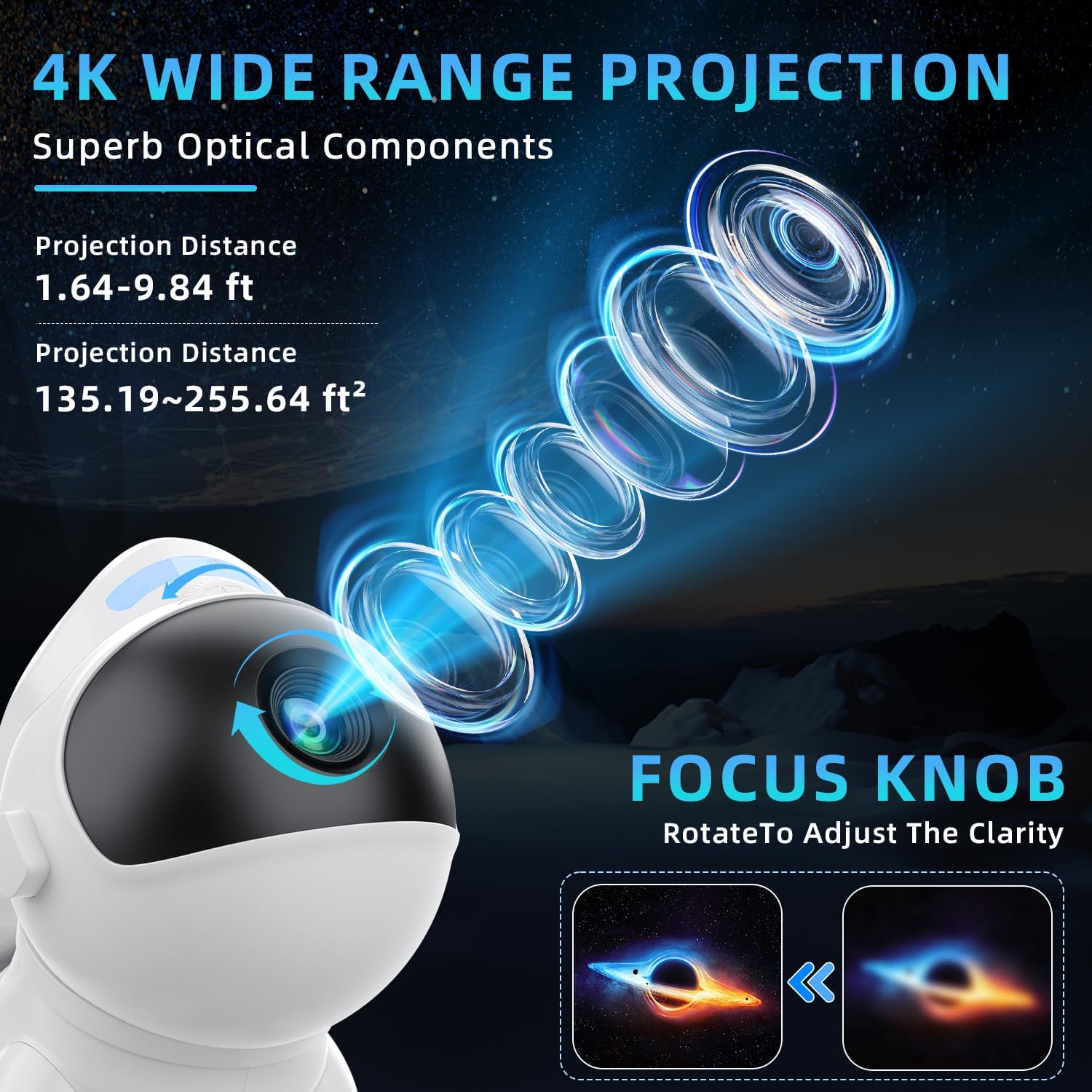 Galaxy Projector,Syslux Planetarium Star Projector,Bedroom Night Light for Kids,with White Noise,4K Replaceable 13 HD Galaxy Discs,for Space Projector for Kids Adults Bedroom Decor Birthday Gifts