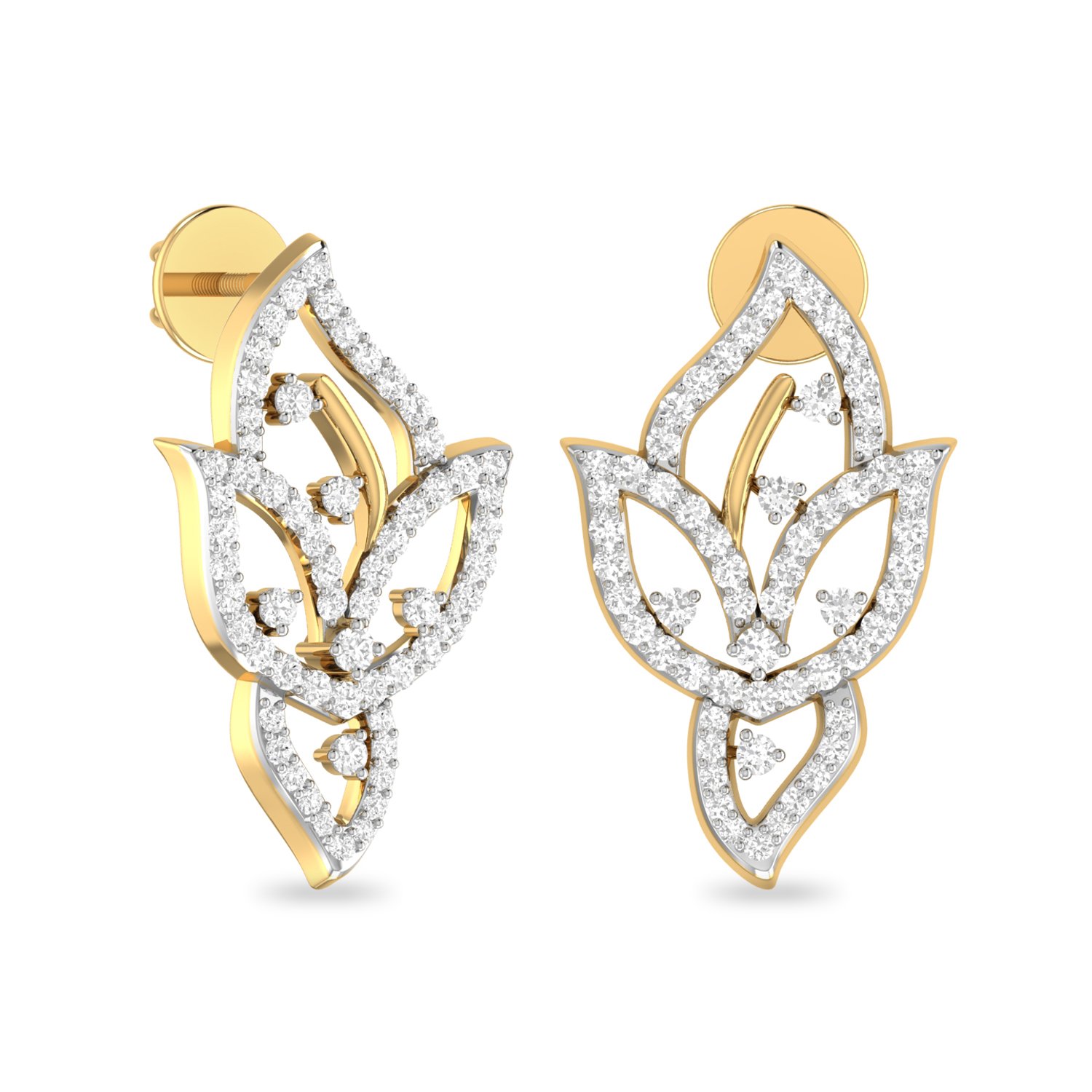 Aucent by PC Jeweller The Allaire 18KT Yellow Gold and Diamond Earrings-image-7