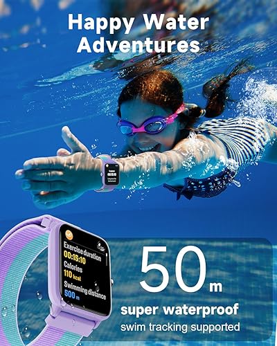 Miniatura 4 de BIGGERFIVE Reloj inteligente para niños, podómetro, ritmo cardíaco, impermeable 5 ATM, monitor de sueño, despertador, contador de pasos de calorías,