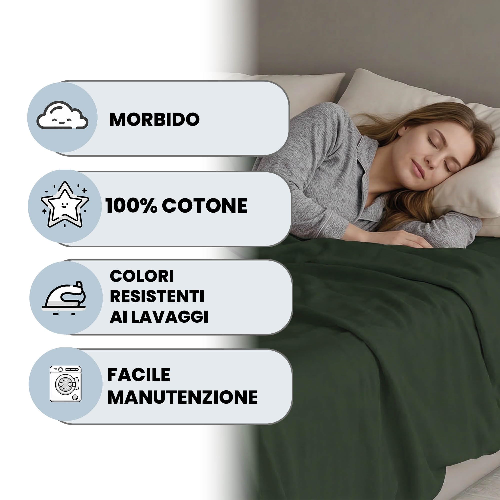 Lenzuolo Sopra MAX COLOR Matrimoniale Maxi 270x300 cm, 100% Cotone Made in Italy – Lenzuola Letto Matrimoniale Maxi in Tinta Unita - VERDE OLIVA