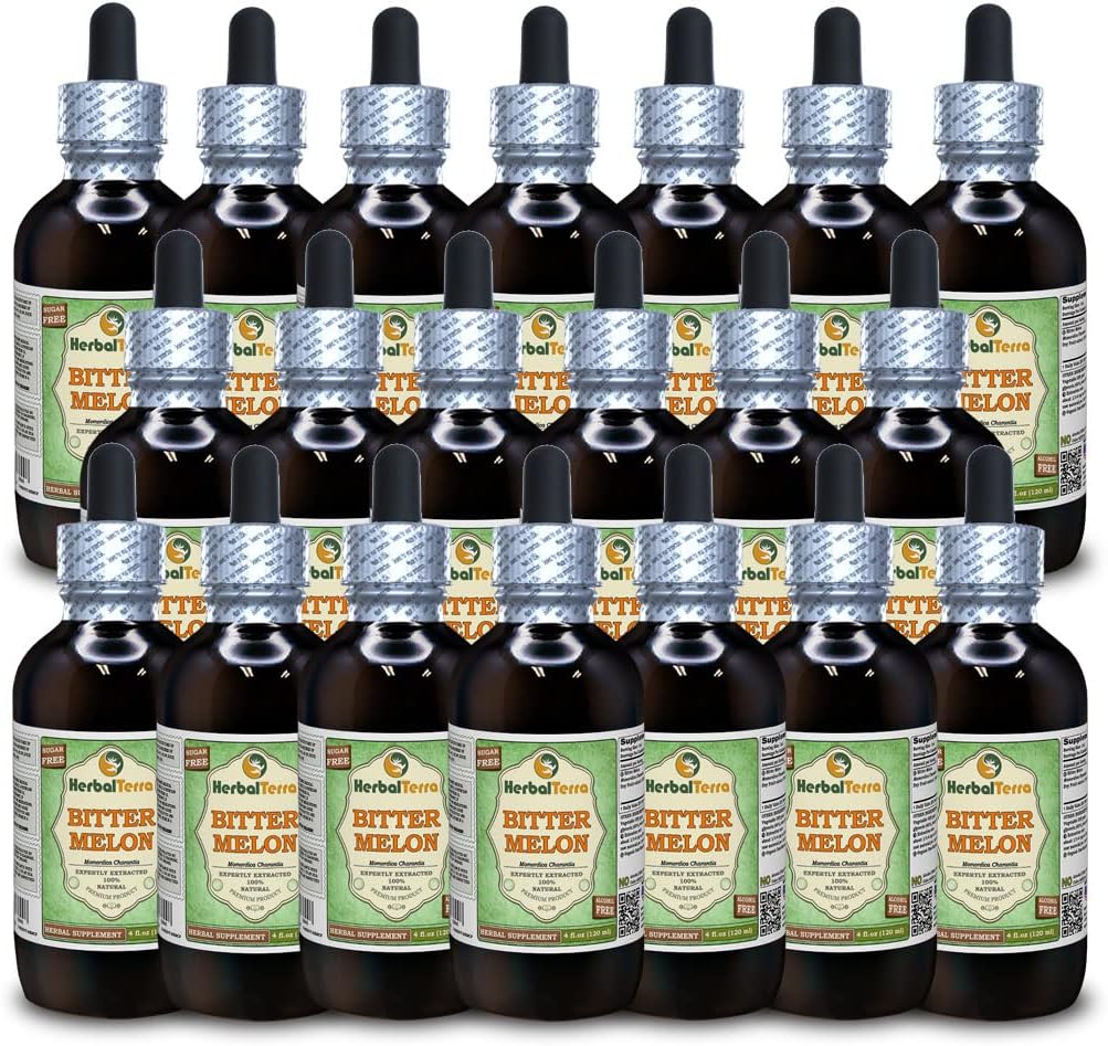 Bitter Melon (Momordica Charantia) Tincture, Organic Dried Fruit Liquid Extract (Brand Name: HerbalTerra, Proudly Made in USA) 4 fl.oz (120 ml)