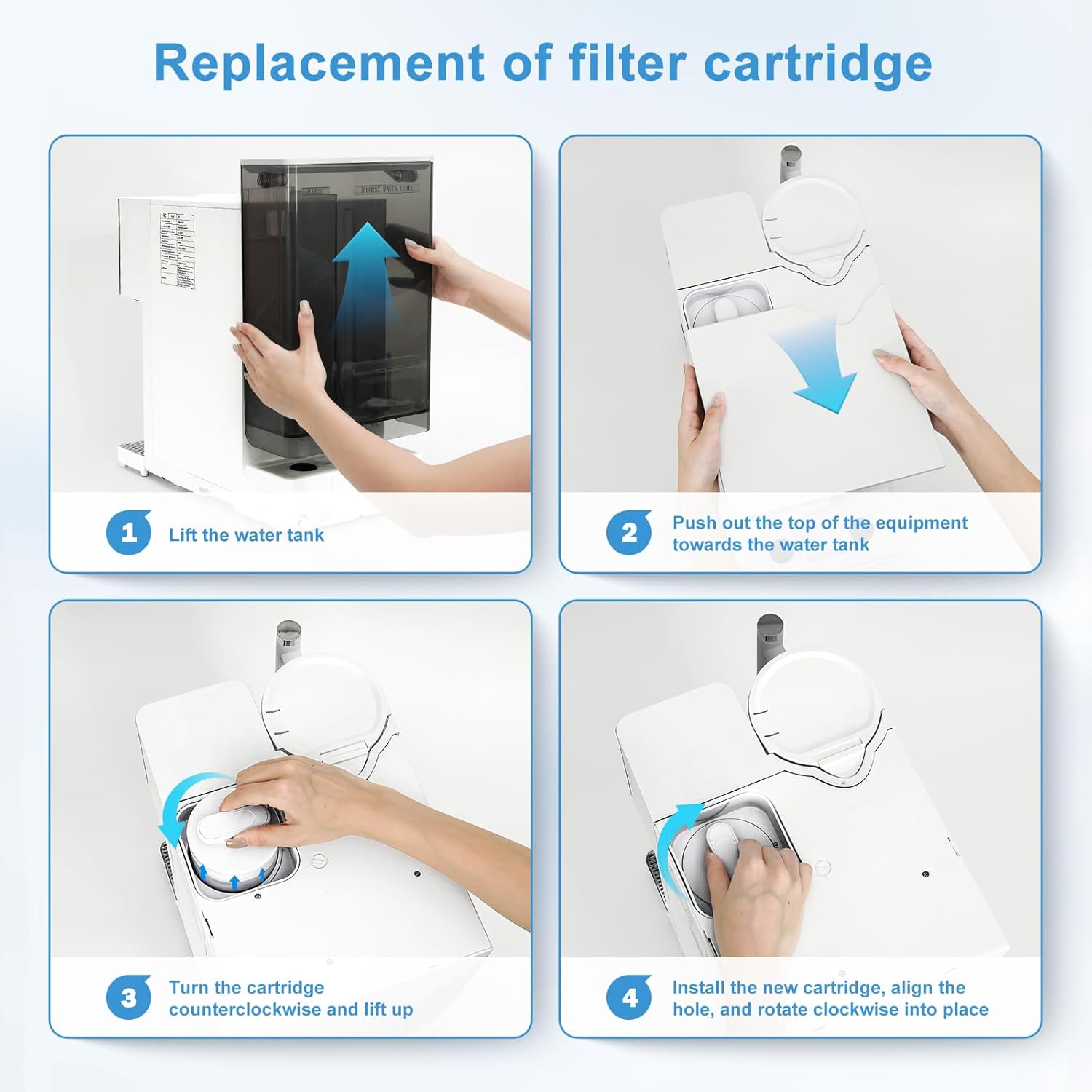 Reverse Osmosis Water Filter, Water Purifier, 8-Stage RO Filtration System, Portable Water Purifier Countertop for Kitchen, Office, RV, No Installation, White