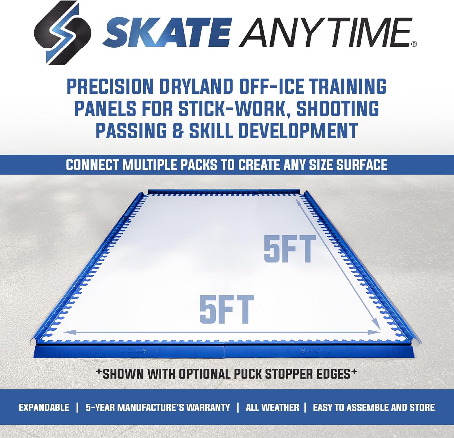 Skate Anytime Precision Dryland Hockey Tiles – Expandable Off-Ice Hockey Training Zones for Stickhandling, Passing & Shooting
