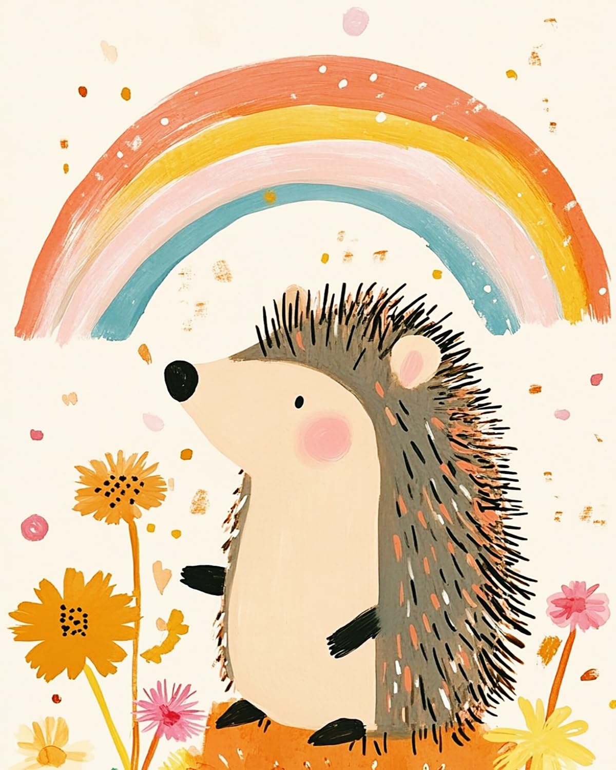 Liubaishi Multicolour Paint By Numbers Kit For Adults, Rainbow Hedgehog, 16X20 Inch, Acrylic On Canvas