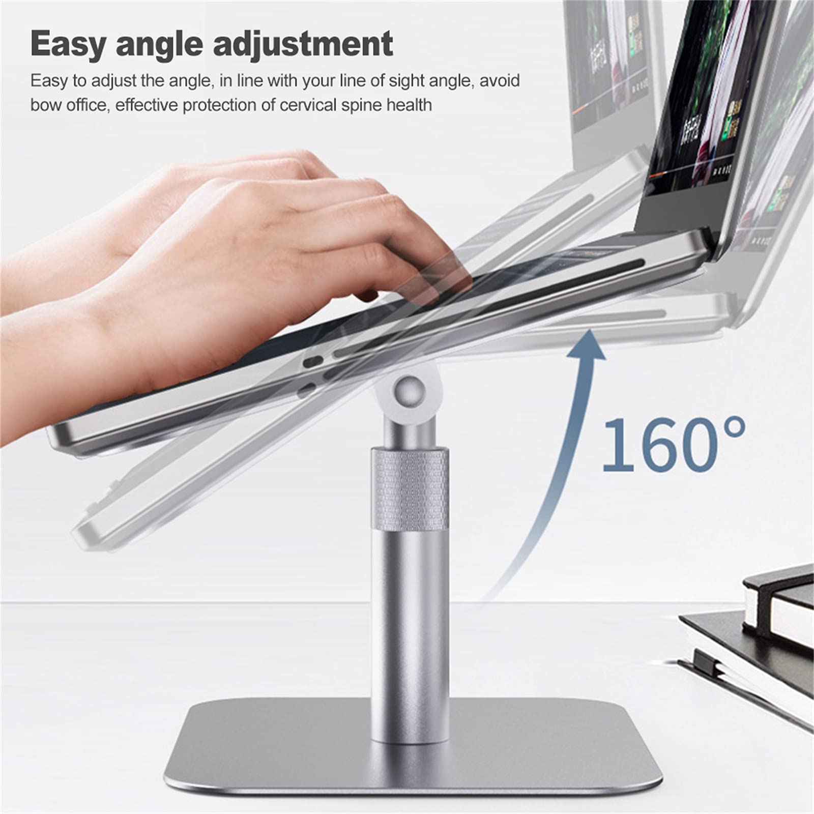 Supporto per Notebook per Supporto da Scrivania Altezza Regolabile Supporto per Laptop in Lega di Alluminio Portatile Antiscivolo Ergonomico,