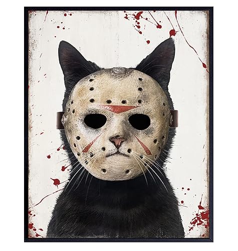 Cat Yellowbird Art & Design Wall Art - Friday the 13th Wall Art - Cute Cat Decor for Men - Funny Cat Gift for Men - Man cave Wall Art - Scary disponible en Yaxa Venezuela