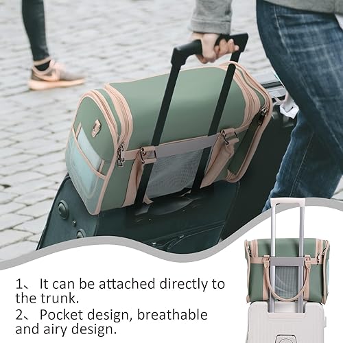 Miniatura 4 de Mochila transportadora de mascotas aprobada por aerolíneas, diseño plegable de poliuretano impermeable con ventilación de bloqueo de luz, bolsa de