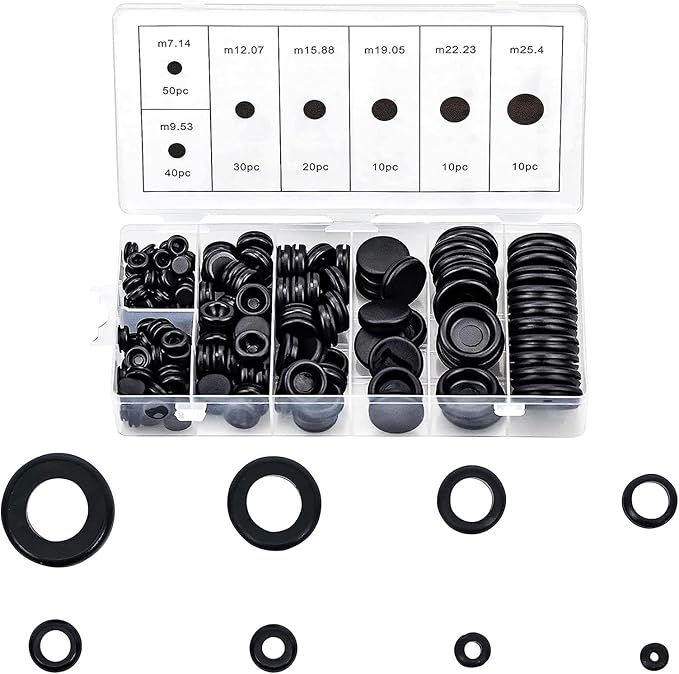 QUARKZMAN 18Pcs Passe-Fils En Caoutchouc 10mm Trou De Perçage, 6mm ID Trou Passe-Fils Chapeau Blanc En Silicone Pour Câblage, Automobile