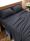 Bedsure Queen Sheet Set - 4 Pieces Soft Queen Size Sheets - Breathable & Cooling - Hotel Luxury - Easy Care Polyester Microfiber Bedding for Kids, Women, Men, Dark Grey 01 - Dark Grey Queen