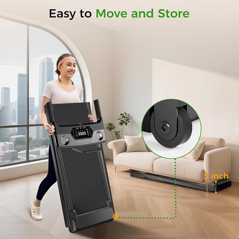 Foldable Treadmills for Home, 3.0HP Quiet Brushless, 3-in-1 Walking Treadmill with Incline Handle Bar, 300LBS Capacity, Small Treadmills for Small Spaces FutureGlide image 5