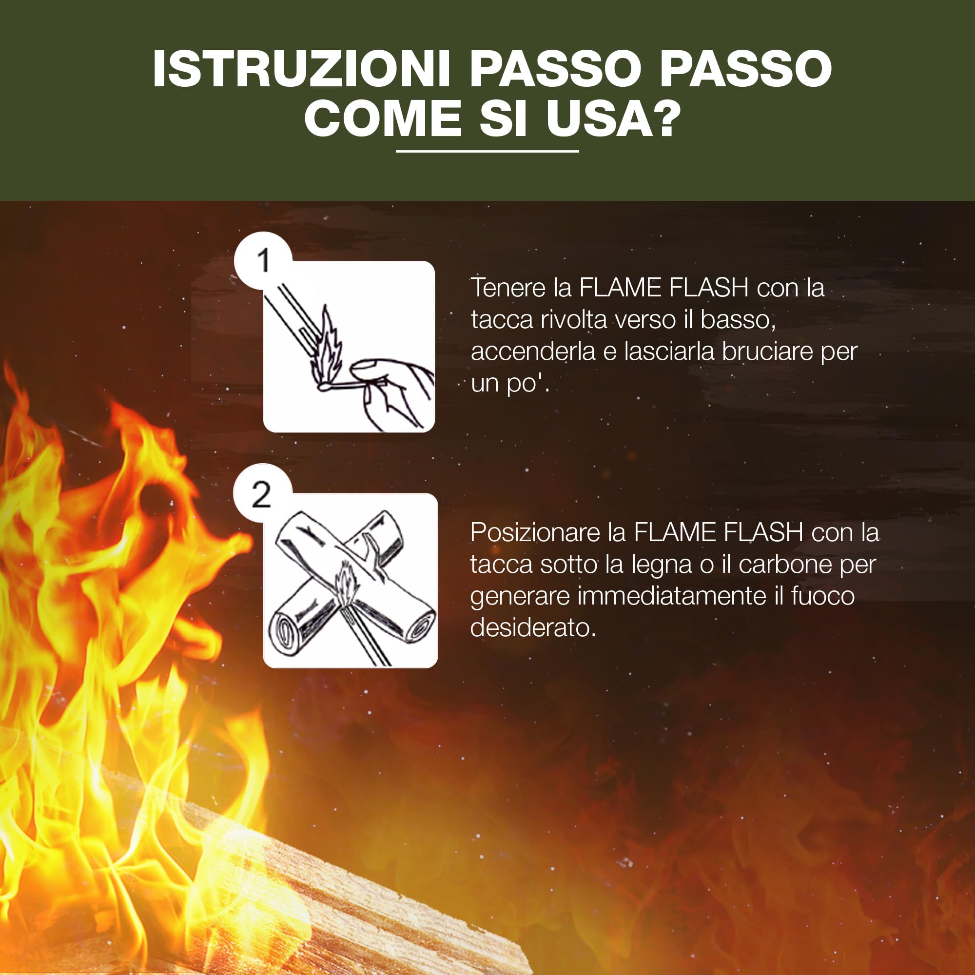 SWISSINNO Flame Flash Accendifuoco - Legnetti ad Alta Resina per Accensione Rapida - Fiamma Intensa e Duratura - Ideale per Camino, Stufa, Barbecue, Falò - 1500g