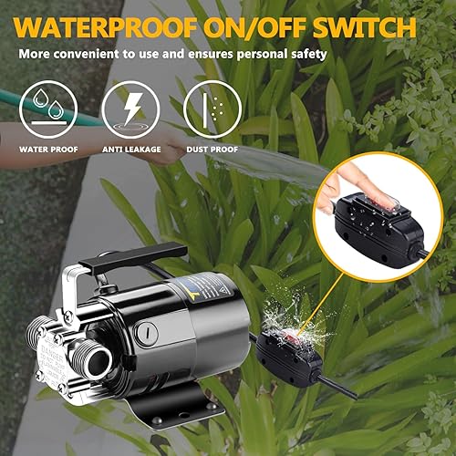 Miniatura 9 de Trupow 110HP 330GPH mini bomba de agua portátil de transferencia del sumidero de 115 voltios con juego de manguera de agua