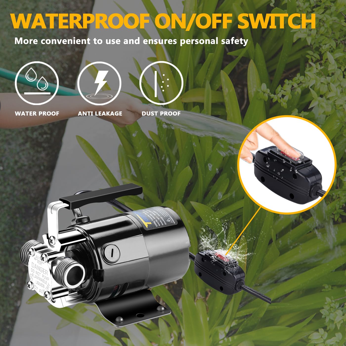 VIVOSUN 1/10HP 330 GPH 115V Electric Water Transfer Utility Pump With ON/OFF Switch And Water Hose Kit Wp 331 10 thumbnail image
