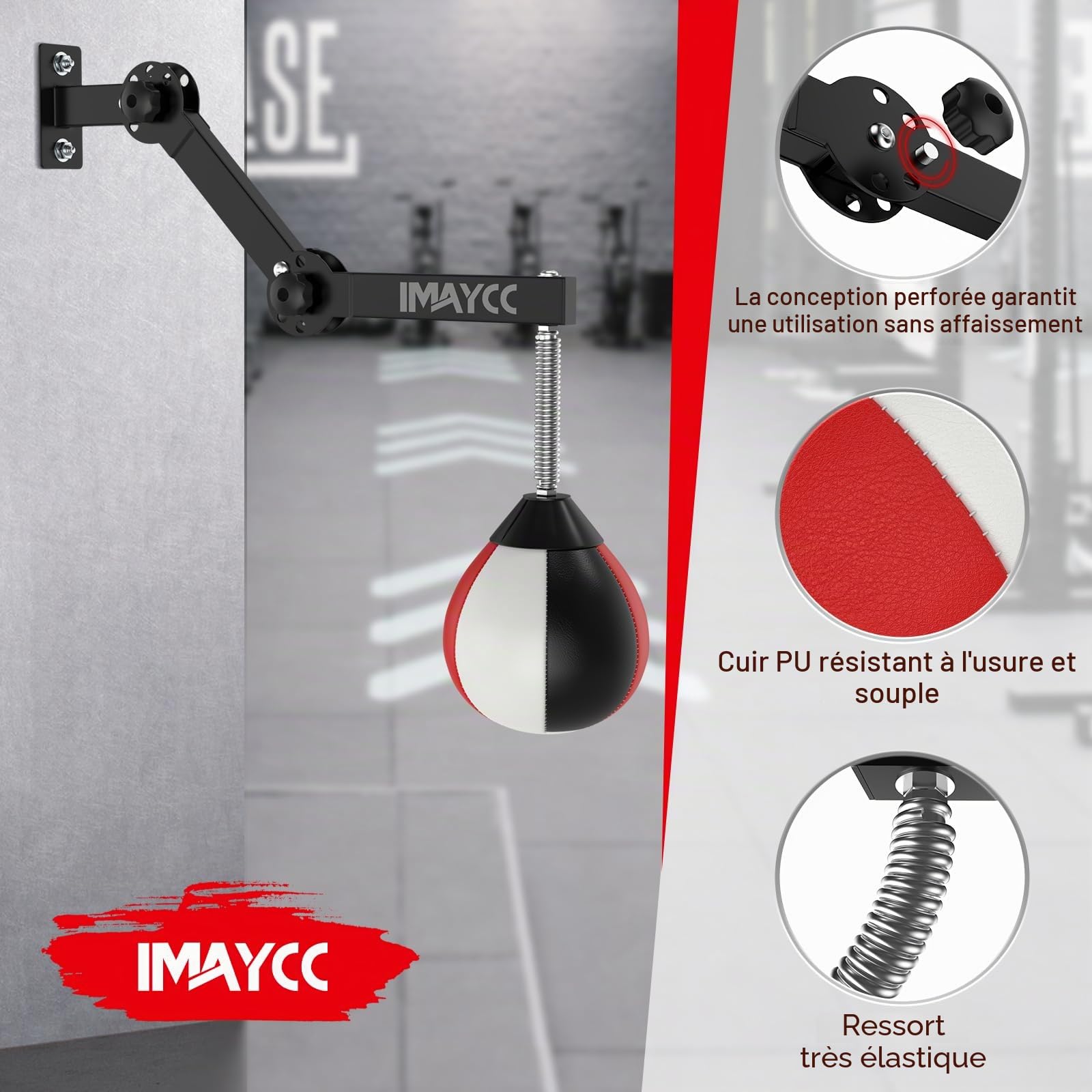 IMAYCC Punching Ball Enfants et Adultes, Sac de Boxe Suspendu Réglable en Hauteur et Pliable, Speedball avec Support Sac de Frappe, Poire de Vitesse de Boxe Pur Bureau Home Gym Workout Training Etc.